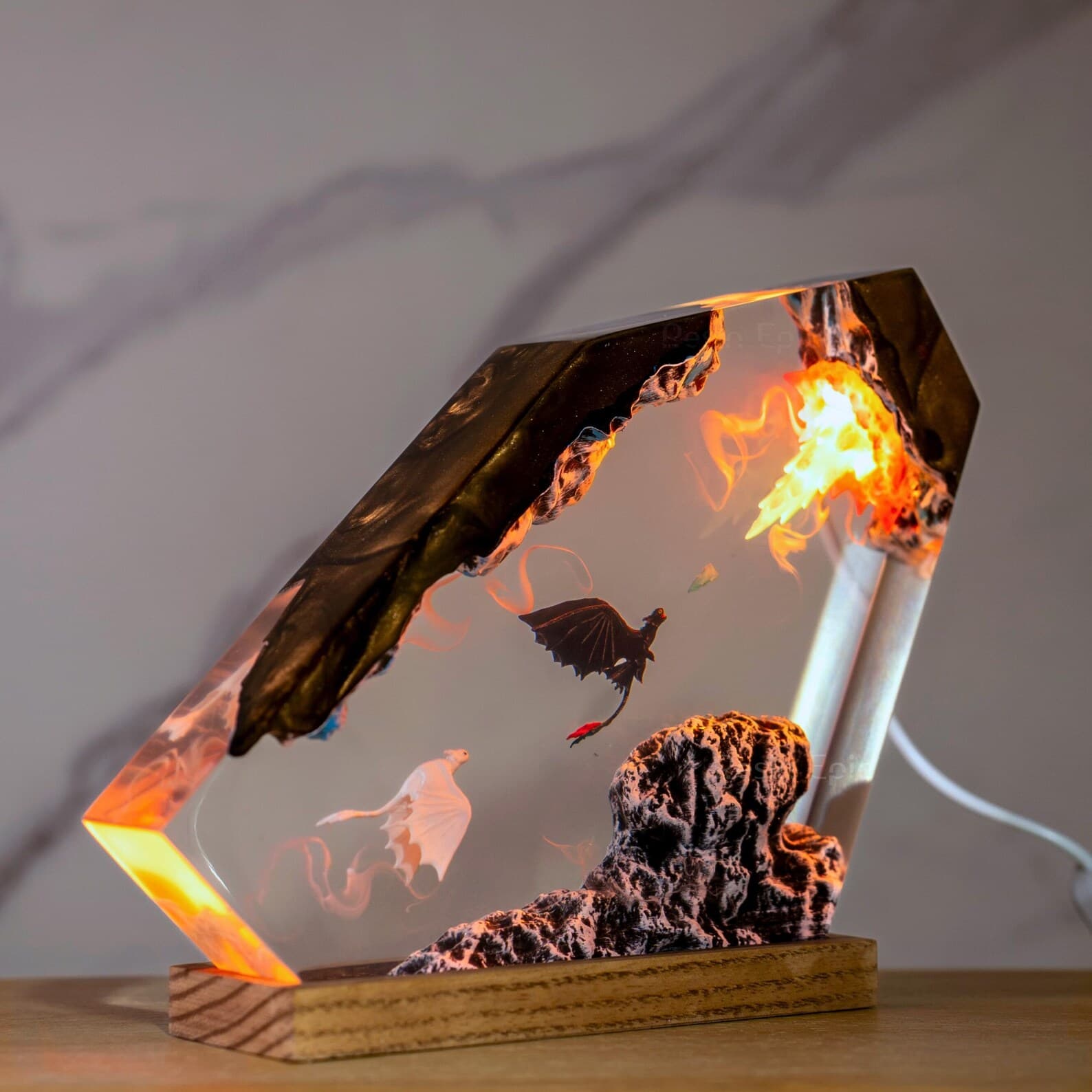 T00thless and Light fury resin Night Lights, Handmade Fantasy Gift for Couples, christmas decor thumbnail 9