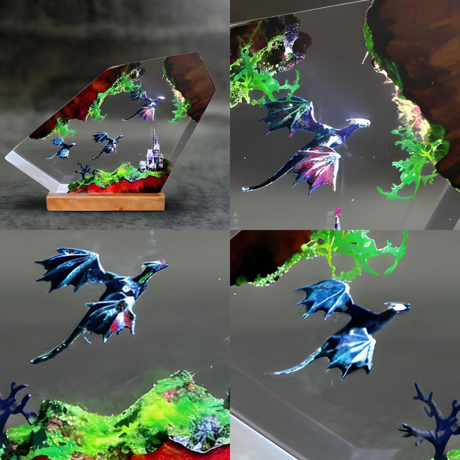 Handmade 3D Resin Dragon Lamp, RGB LED Table Light, Fantasy Home Decor 3