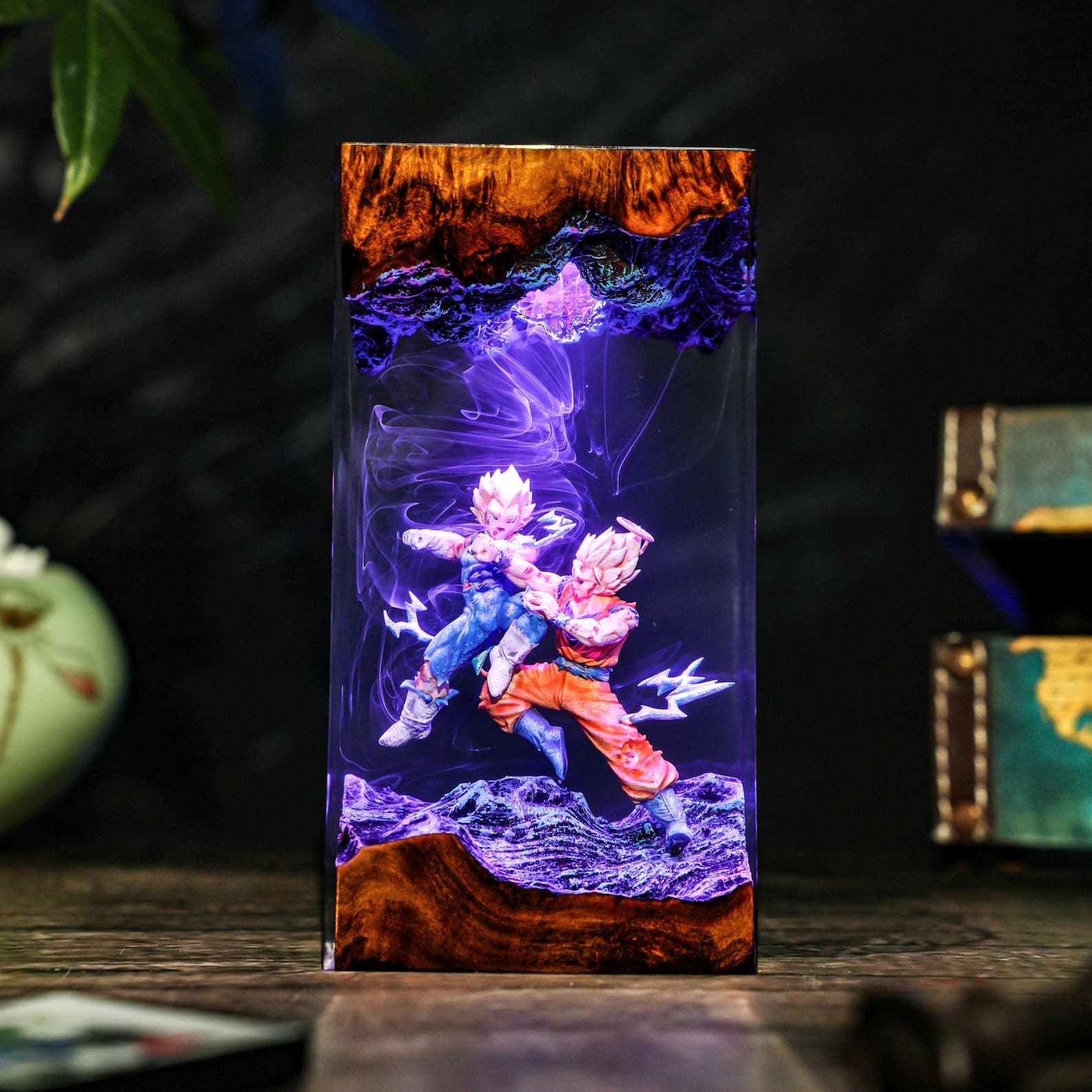 Energy Warrior Battle Lamp, Resin Dragom Lamp, Anime Style Fight Scene, Gaming Desk Decor, Unique Gift Idea Christmas 5
