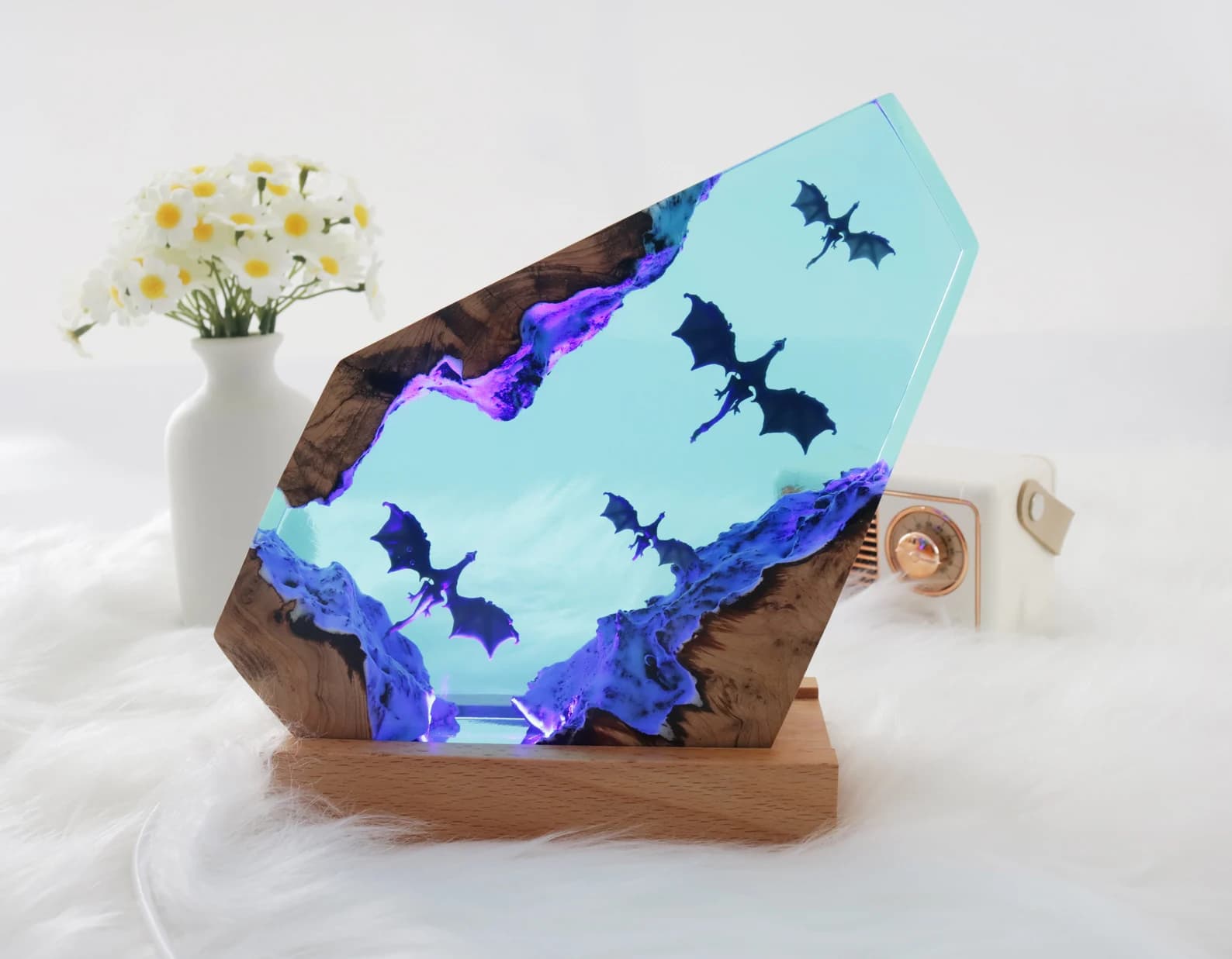Handmade Dragon-shaped Resin Night Light – Boys' Birthday Gift | Children's Fantasy Bedroom Table Lamp 9