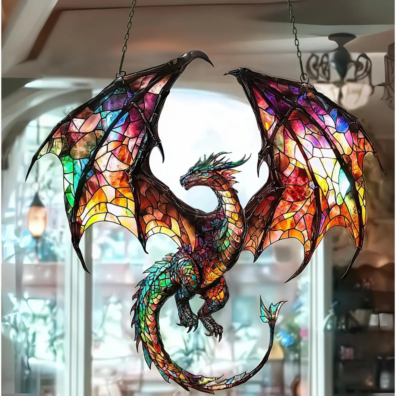 Dragon Suncatcher, Dragon Gift, Dragon Ornament, Dragon Art, Dragon Ornament, Fantasy Dragon Hanging, Christmas Kid Gift, Dragon Decor 1