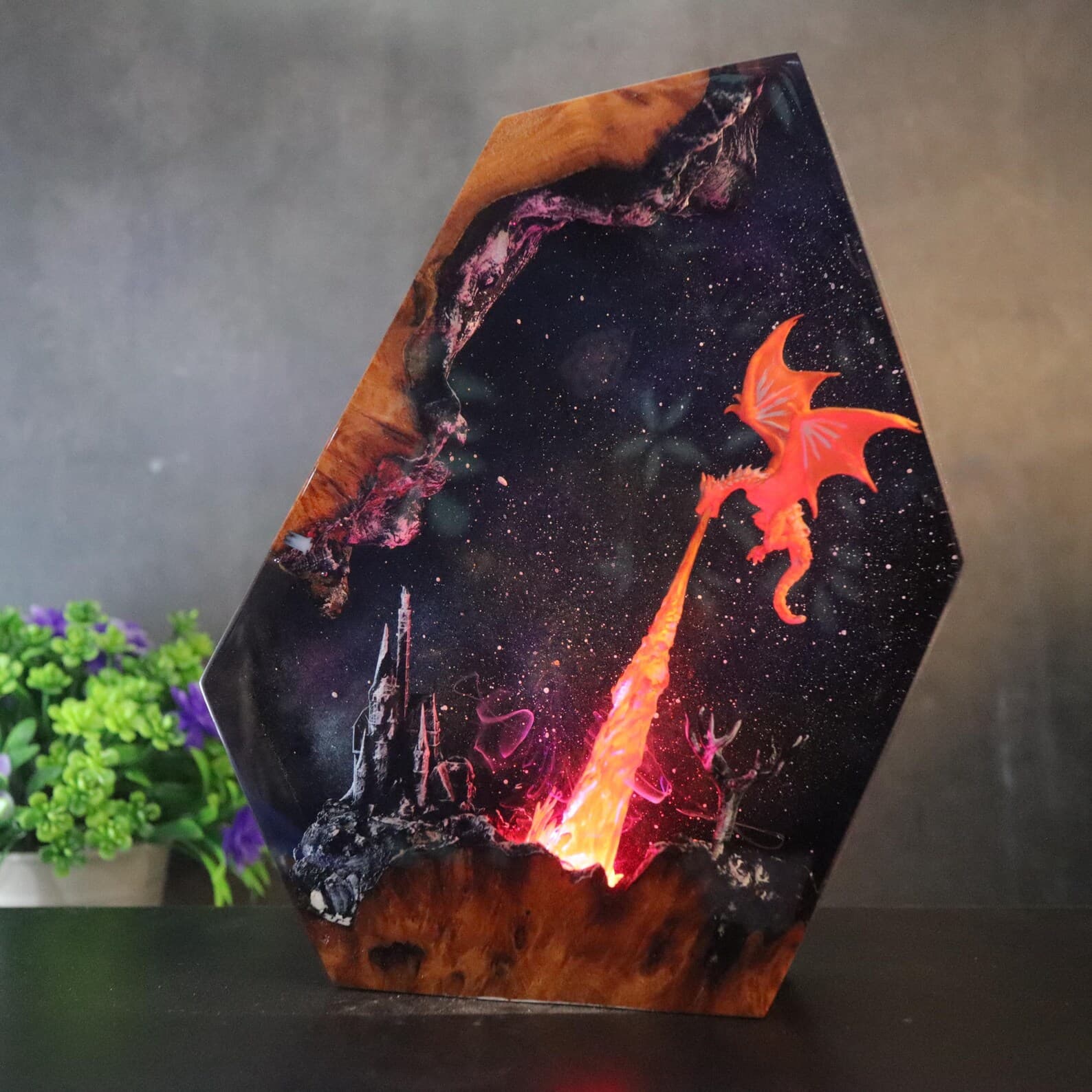 Dragon Figure Night Light, Fire Dragon Figure Decor Home, Christmas gift, Xmas Gift for Kids, Unique Night Light, New Year Gift, Wood Lamp 7