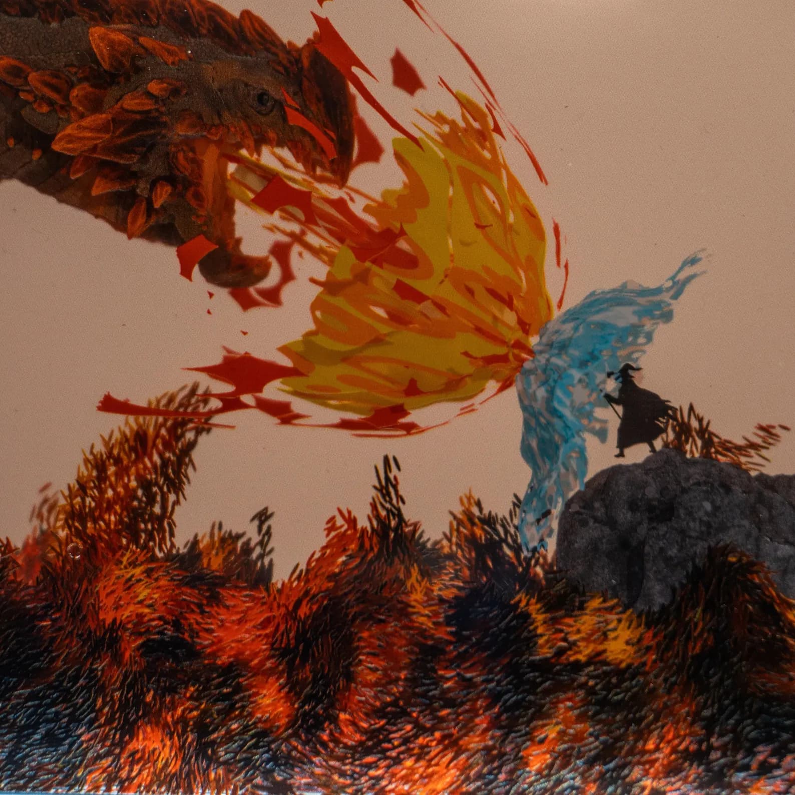 Medieval Wizard Vs Dragon Resin Lamp, Fantasy DnD Art Sculpture 4