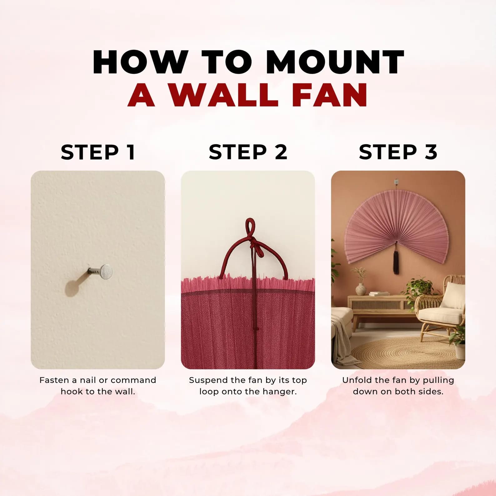 Large Bamboo Wall Hanging Fan 6