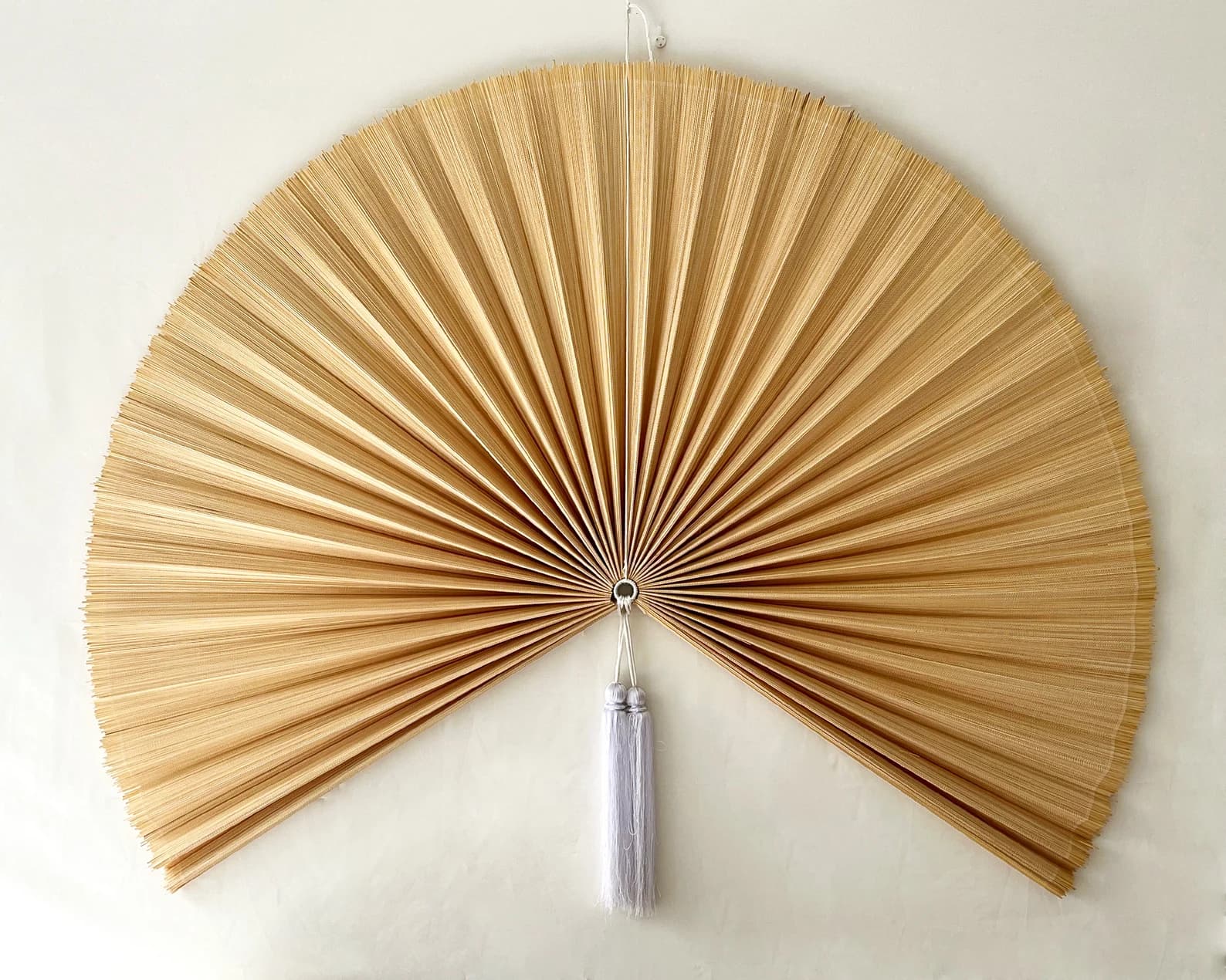 Wall Fan Decor, Bamboo Decorative Fans, Handcrafted Bamboo Fan, Boho Bamboo Wall Decor, Artisan Bamboo Fan Decor (30x60 Inches Style Fan 52) 1