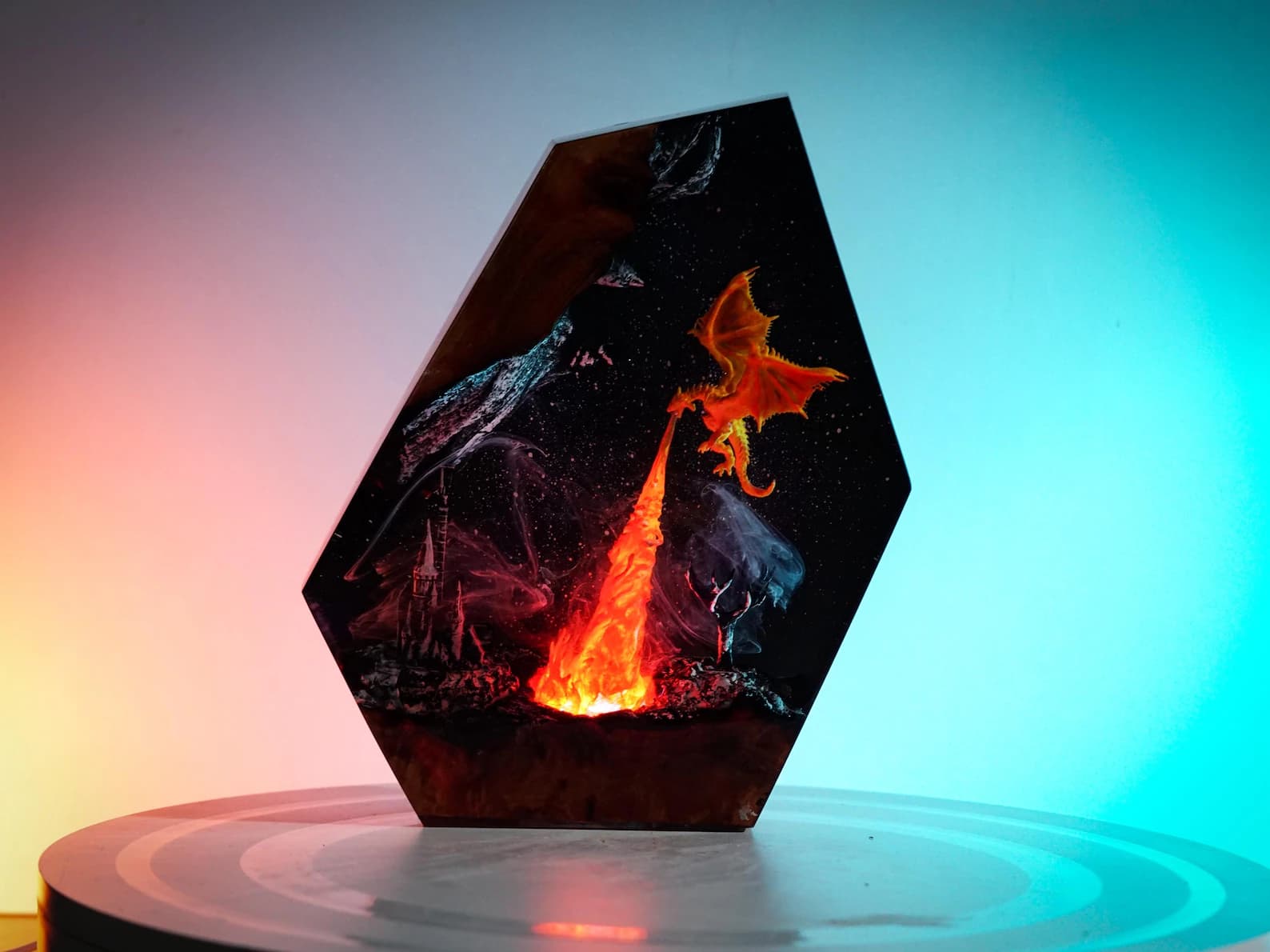 EXCLUSIVE Handmade Fire Dragon Resin Lamp – Fantasy Skyrim Night Light, Mystical Flame-Breathing Resin Dragon Decor for Home or Gift 7