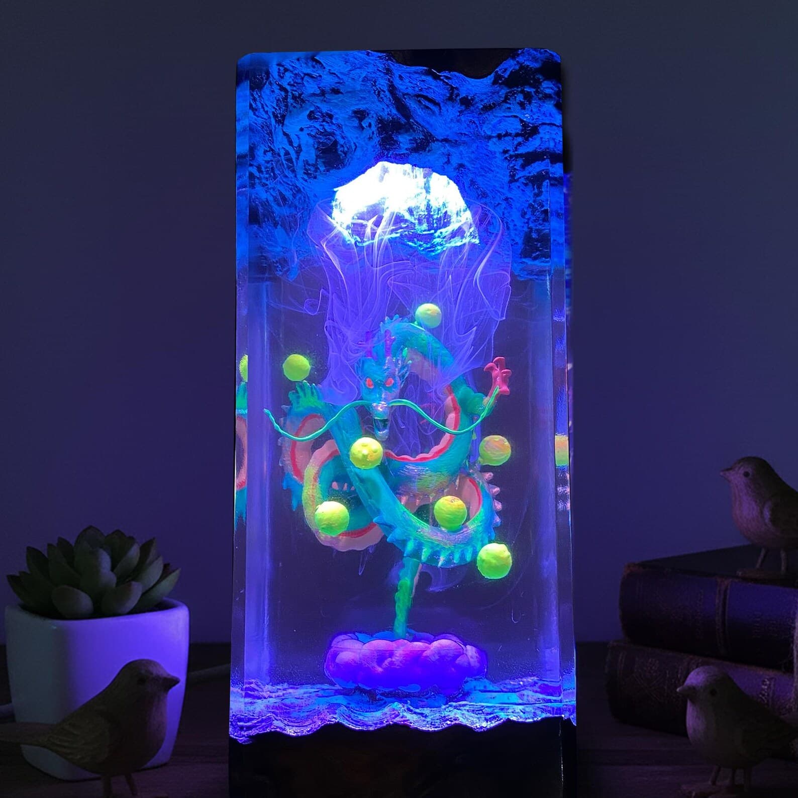 Dragon Resin Lamp, LED Night Light with Dragon Balls, Handmade Anime Epoxy Lamp, Otaku Gift, Gaming Room Decor 7