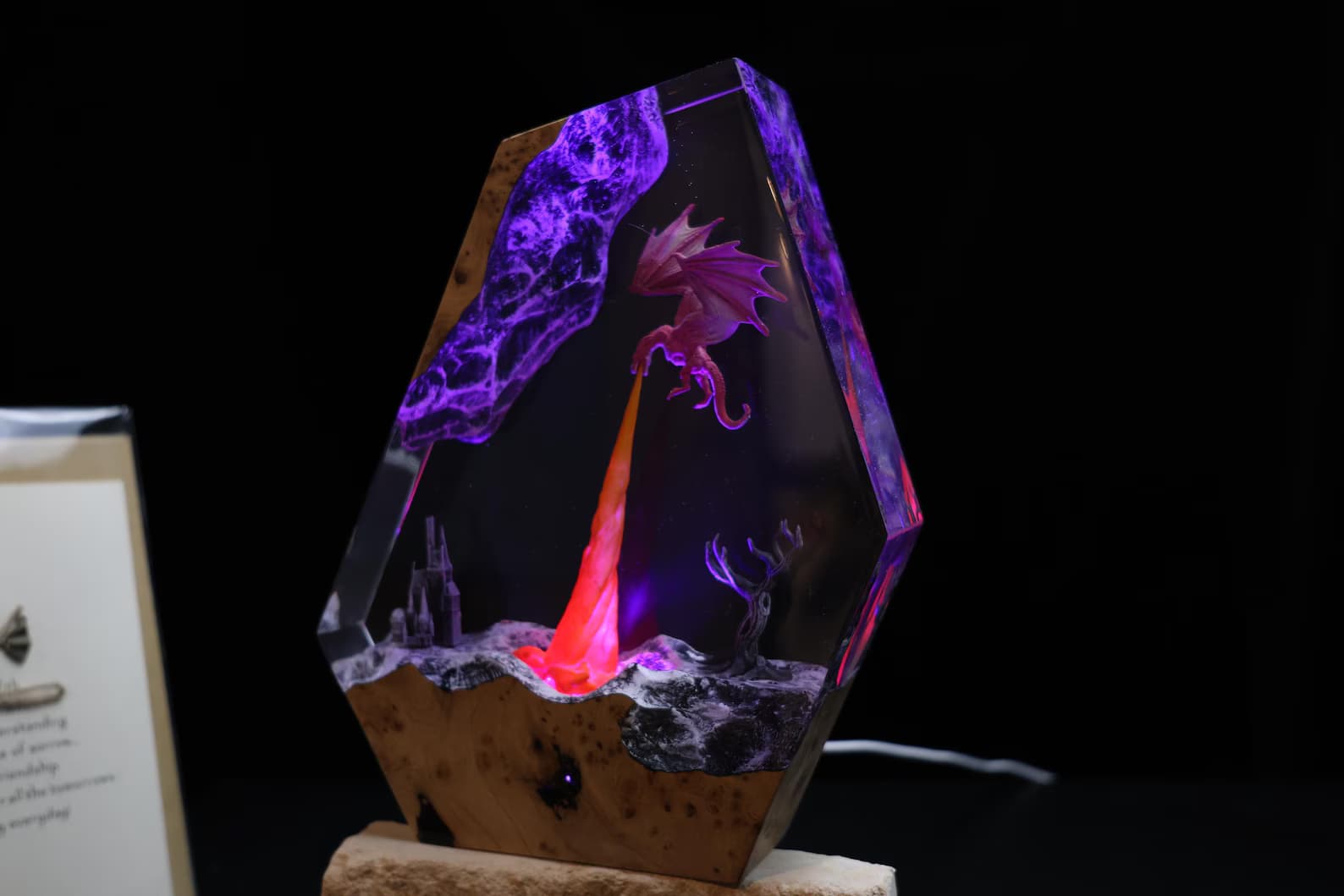 Fire Dragon Resin Night Light: dragons resin lamp, chrismast gift for him 4