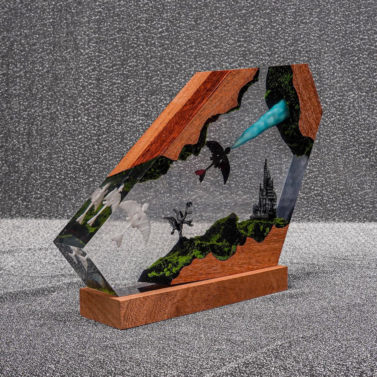 Mother's day Gift Night Light – Handmade Resin Diorama Starbound Dragon Pair Resin Lamp – Fantasy Light Art Fantasy Creature Gift Light 9