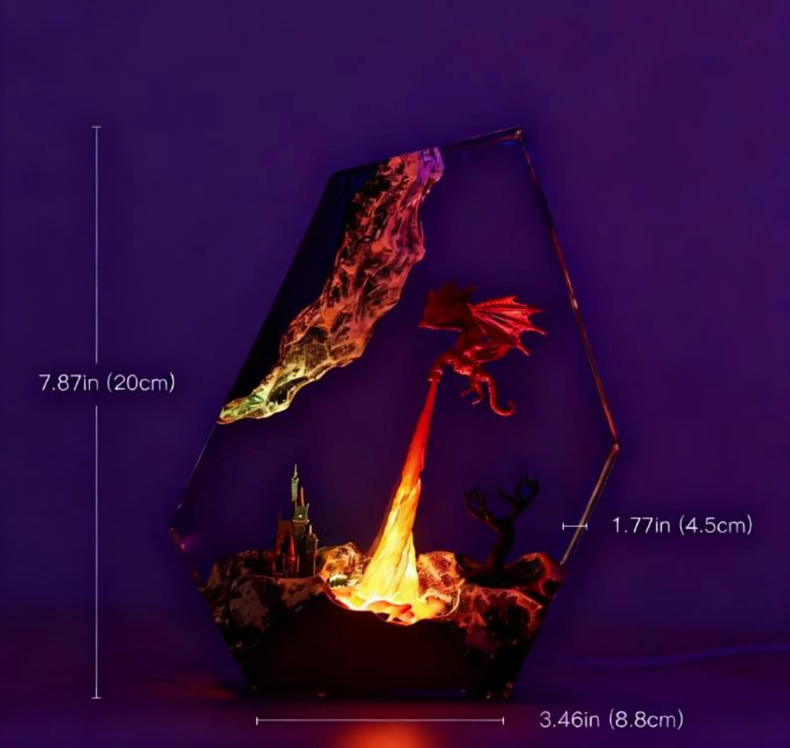 Fire Dargon Ice Dragon Epoxy Resin Night Light,Handmade Wood Resin Table Lamp,Personalized Resin Lamp, Birthday Gifts,Christmas Custom Gifts 4