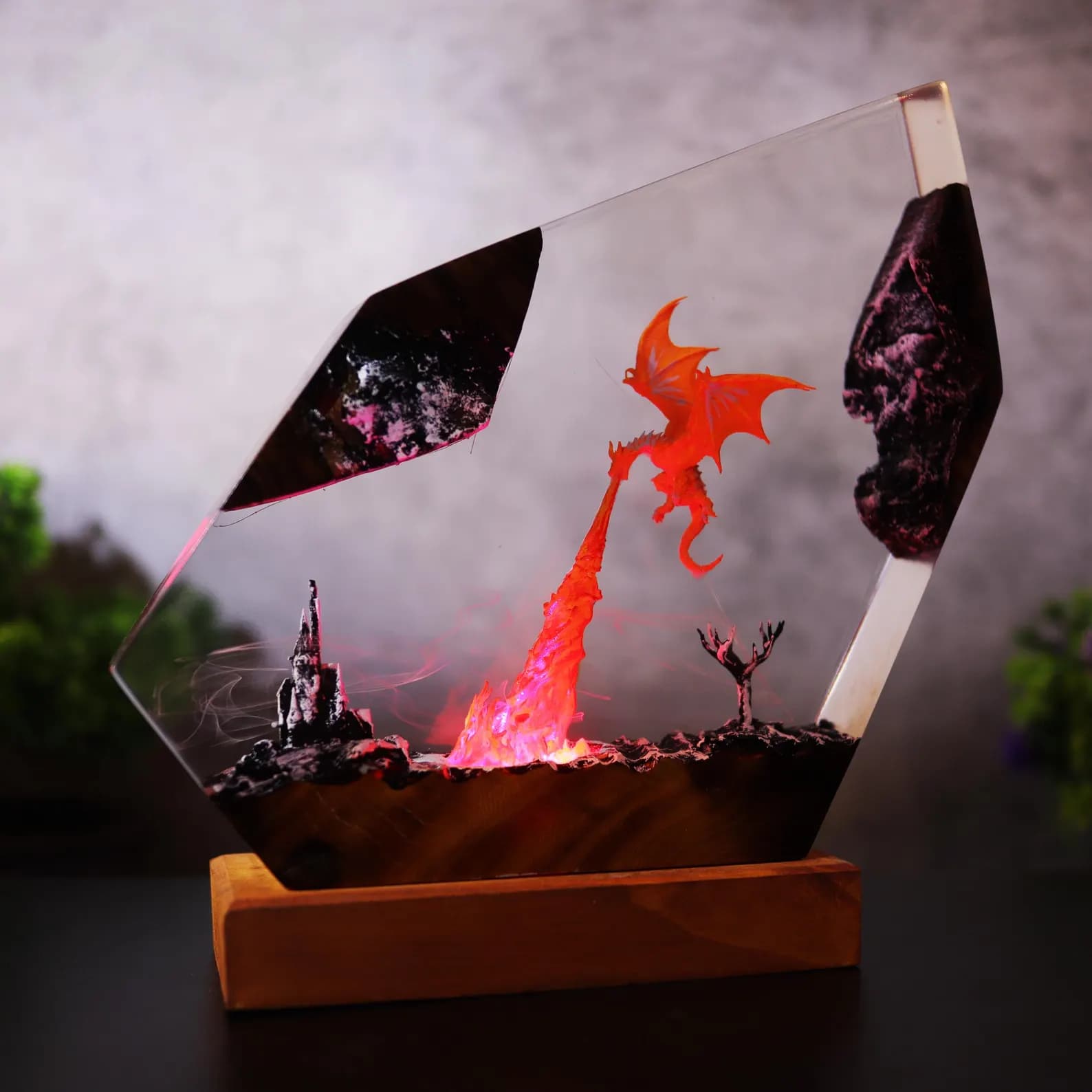 Dragon character night light, Fire dragon night light, dragon art, dragon statue, table lamp, gift for him, dragon lamp as Halloween gift 9