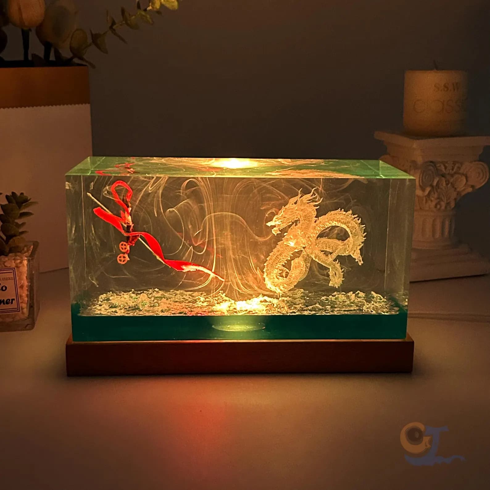 Personalized Resin Dragon Night Light, Creative Handmade Micro Landscape Table Lamp, Collectible Ornaments, Unique Gift, Halloween Gift 1