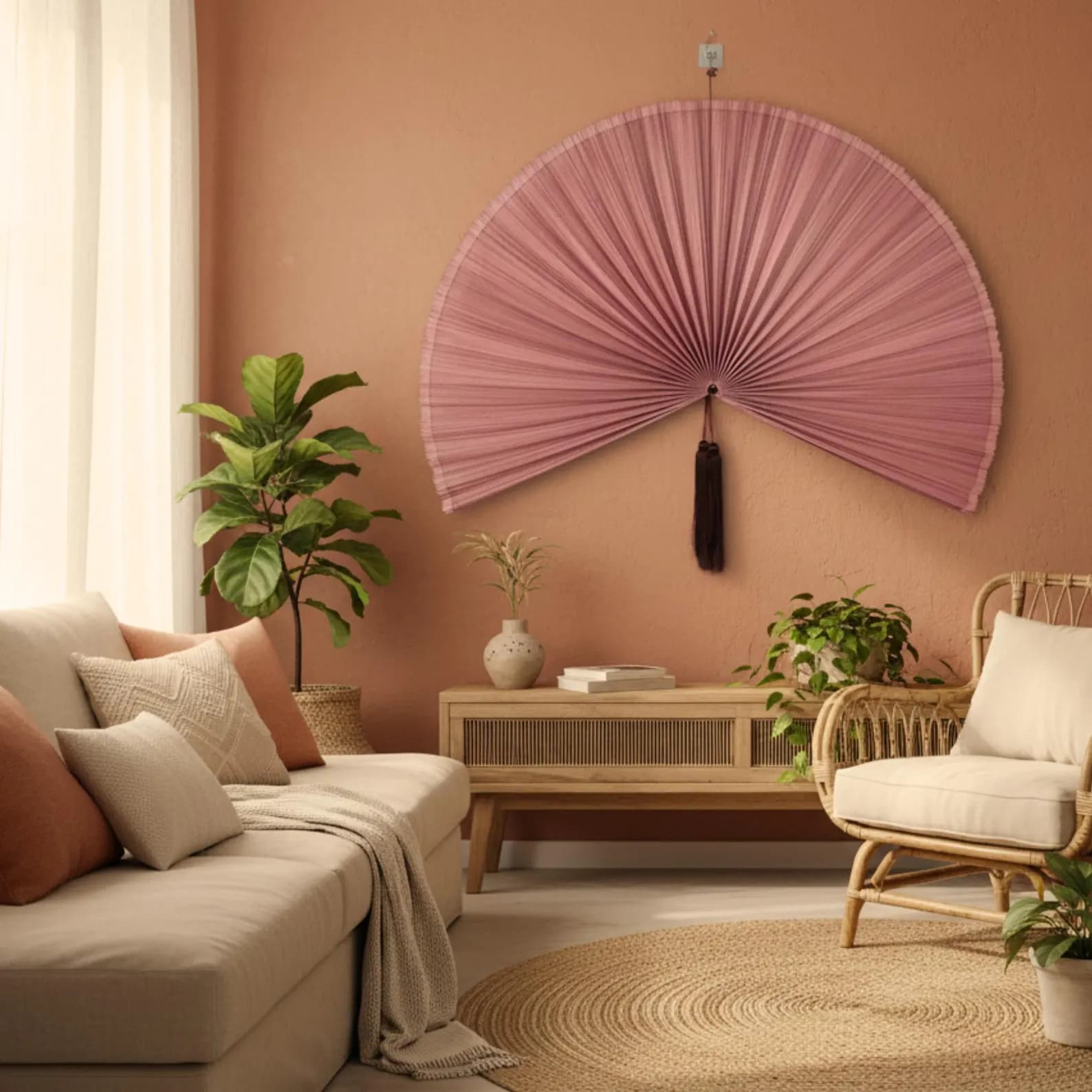 Large Bamboo Wall Hanging Fan 7