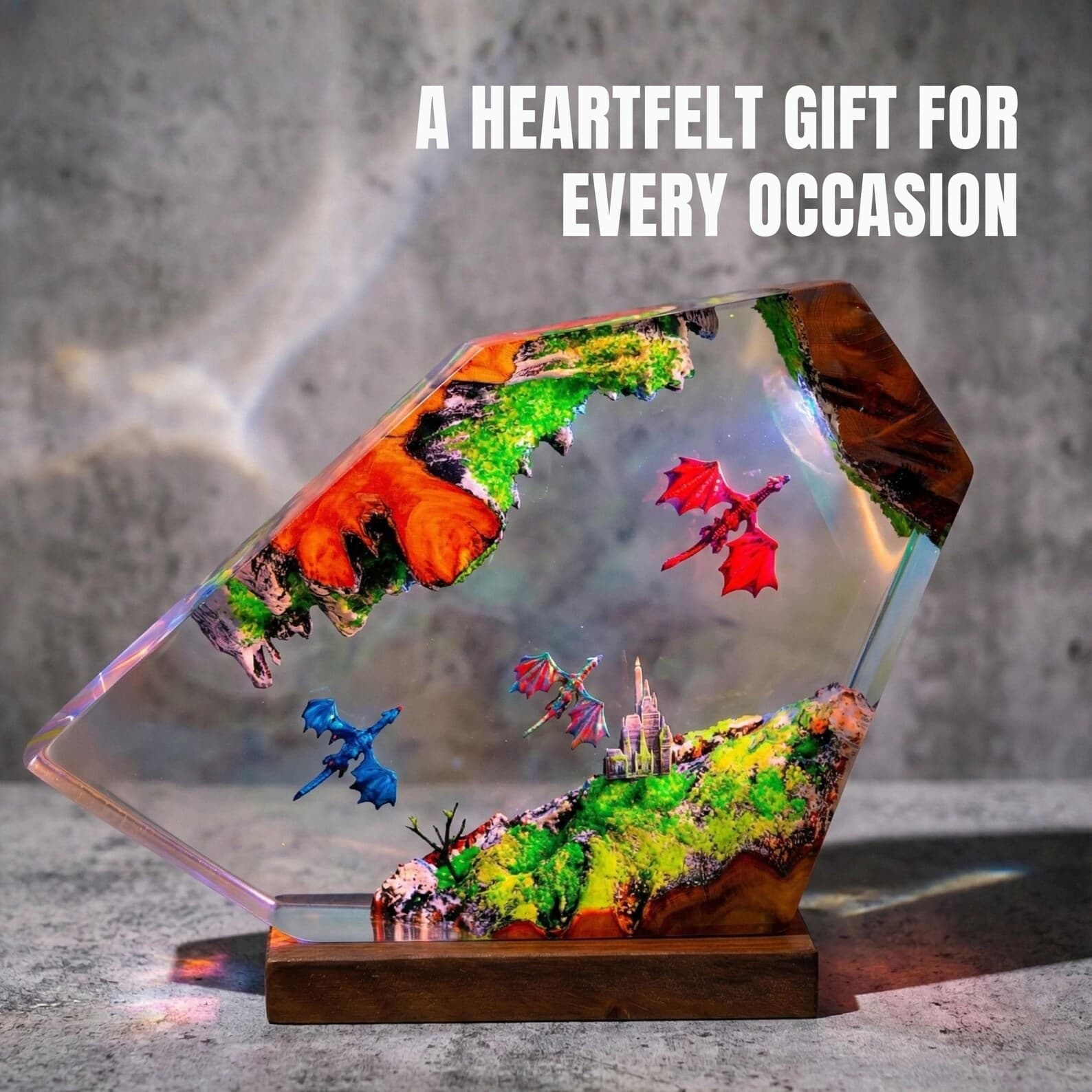 Handmade 3D Resin Dragon Lamp, RGB LED Table Light, Fantasy Home Decor 6