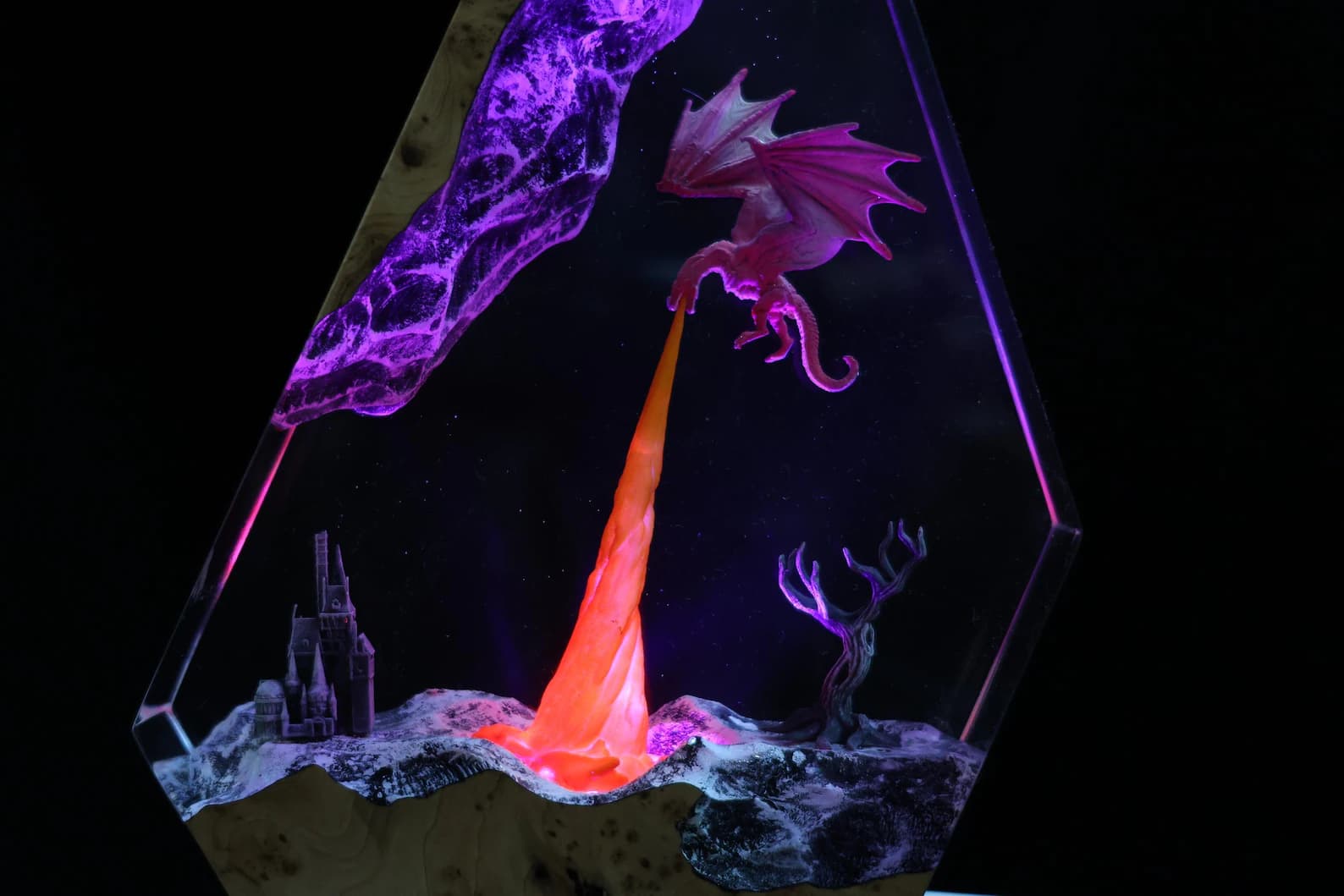 Fire Dragon Resin Night Light: dragons resin lamp, chrismast gift for him 1