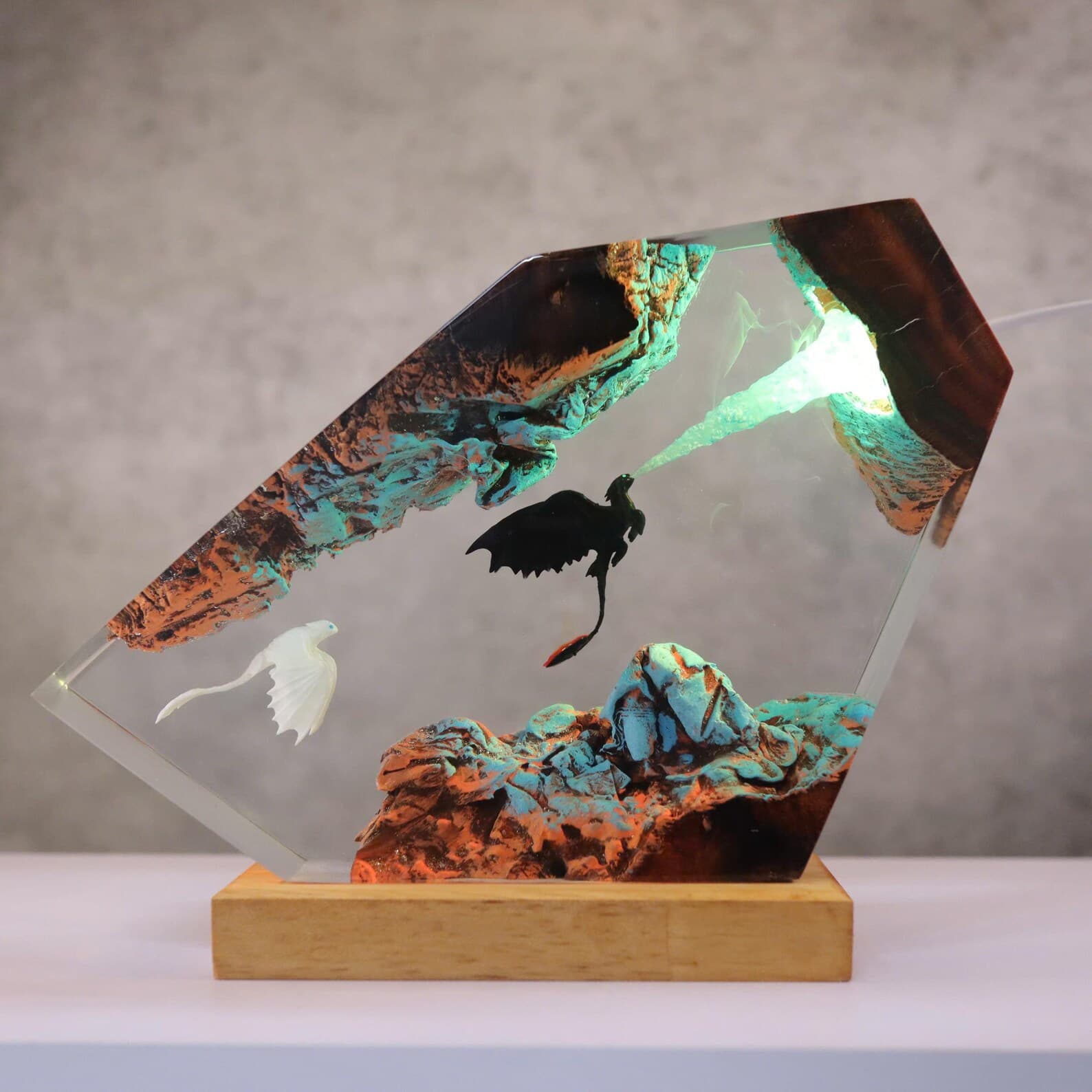 Too.thless Night Dragon - Epoxy Resin Lamp, Handmade Cute Dragon Night Light, Unique Christmas Gift for Kids, Special New Year Gift idea 8