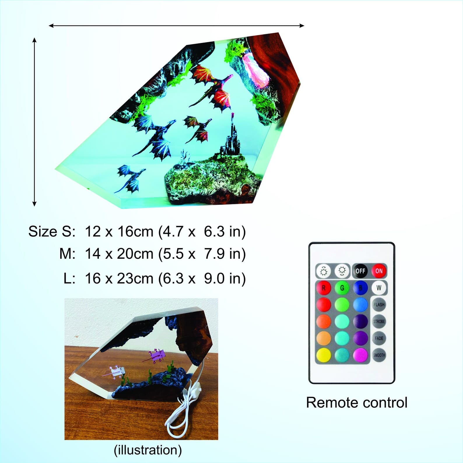 Handmade Dragon Resin Lamp: Fantasy Castle Epoxy Night Light, noel gift 3