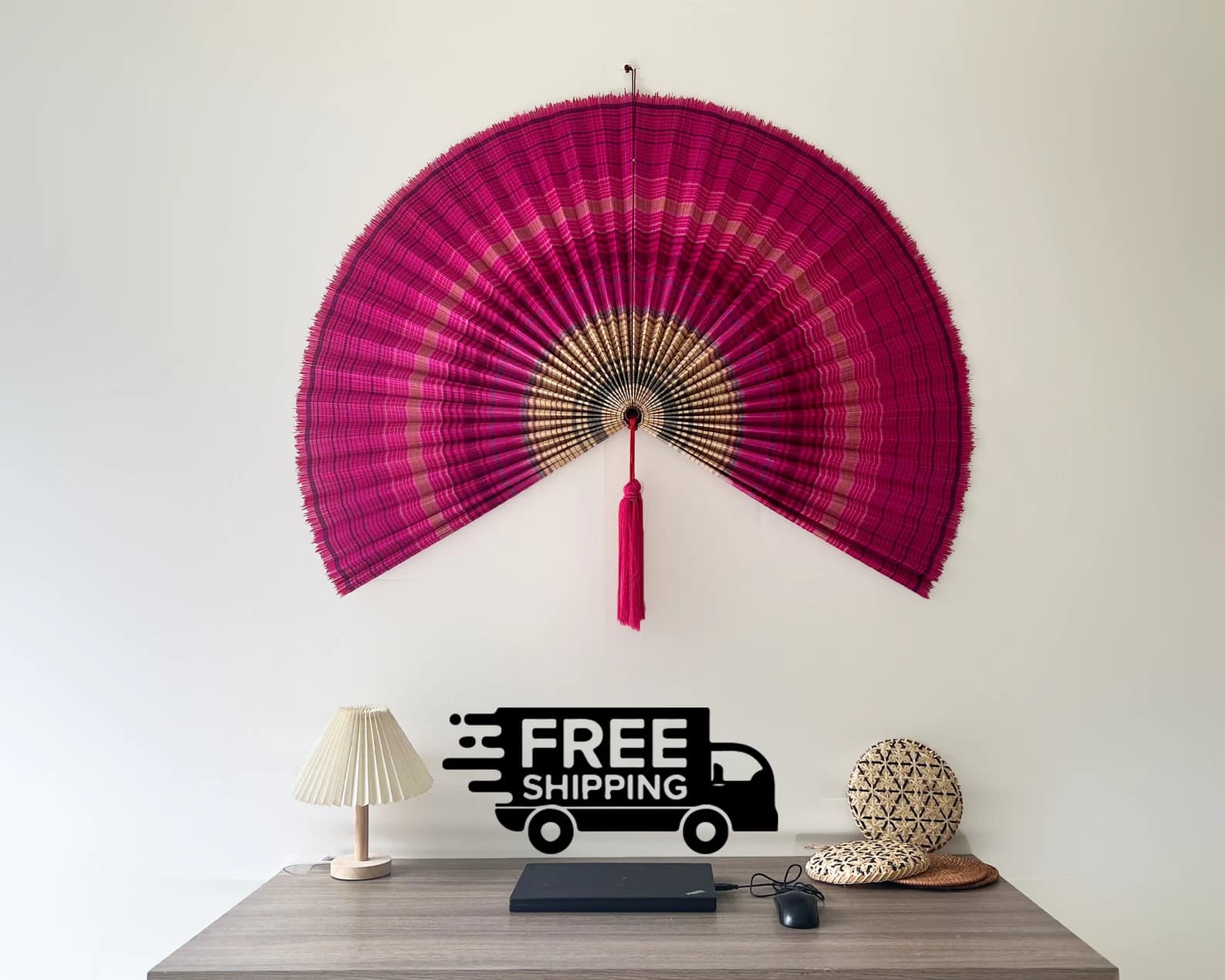 Bamboo Decorative Fans, Handcrafted Bamboo Fan, Boho Bamboo Wall Decor, Artisan Bamboo Fan Decor, Bamboo Fan, Wall Fan Decor ( Style Fan 72) 3