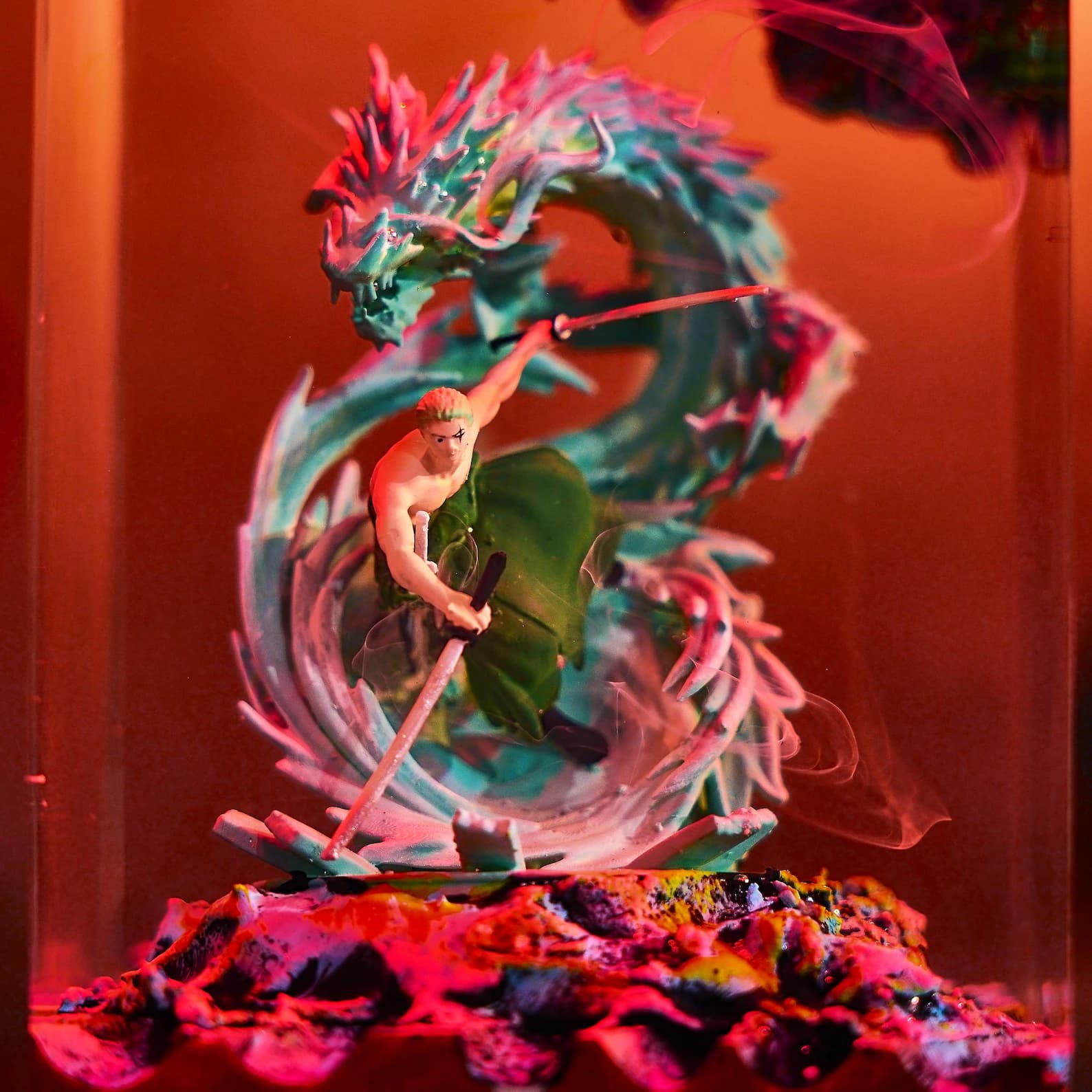 Custom 1 Pl/ece Lamp, Diorama night light, Dragon resin lamp, Swordsman Inspired, Gift For kid, Gamer Desk Decor, Christmas Gift for Him 8