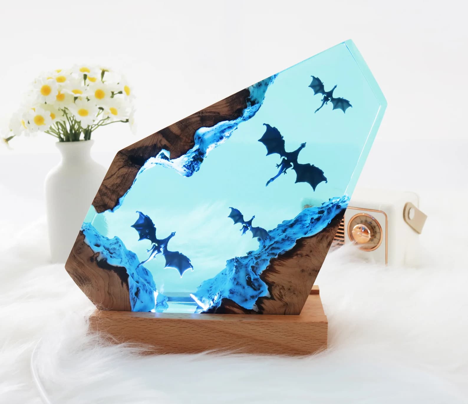 Handmade Dragon-shaped Resin Night Light – Boys' Birthday Gift | Children's Fantasy Bedroom Table Lamp 10