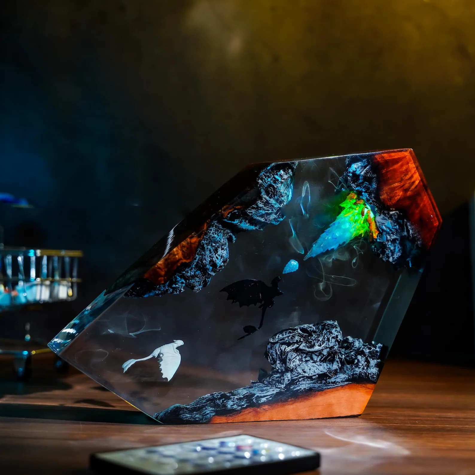 Toothless Flying Dragon LED Lamp β Night Fury Resin Diorama Light, Handmade Fantasy Lamp, Gift for Him, Kids & Dragon Lovers 6