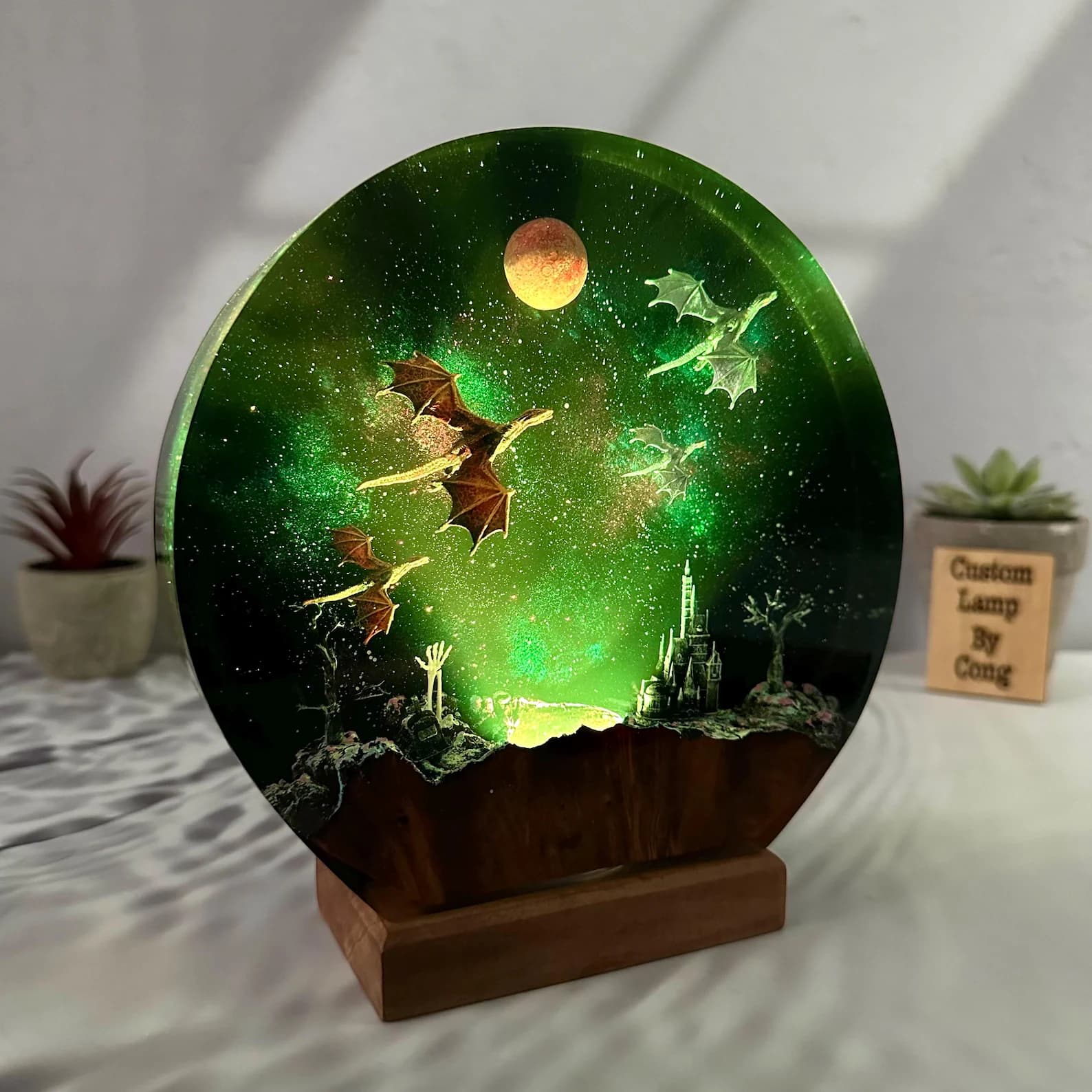 Dragon galaxy resin lamp, Ice dragon and Fire dragon resin night light, epoxy art decoration, Christmas lamp, best gift 7