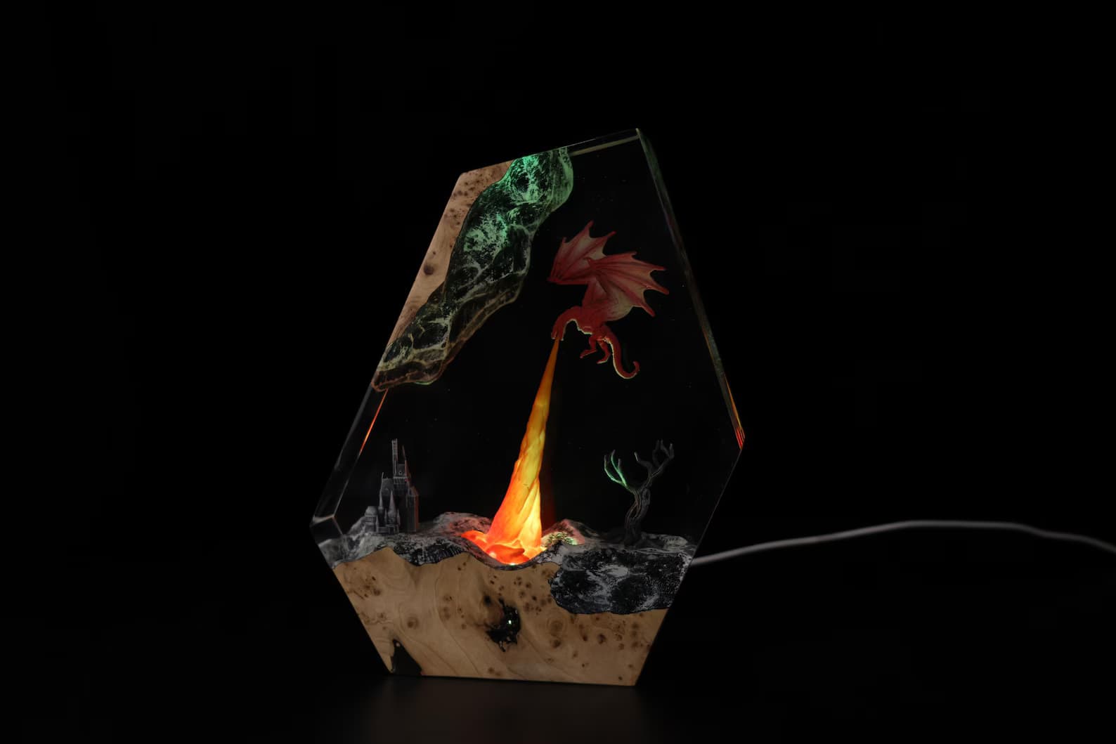 Fire Dragon Resin Night Light: dragons resin lamp, chrismast gift for him 5