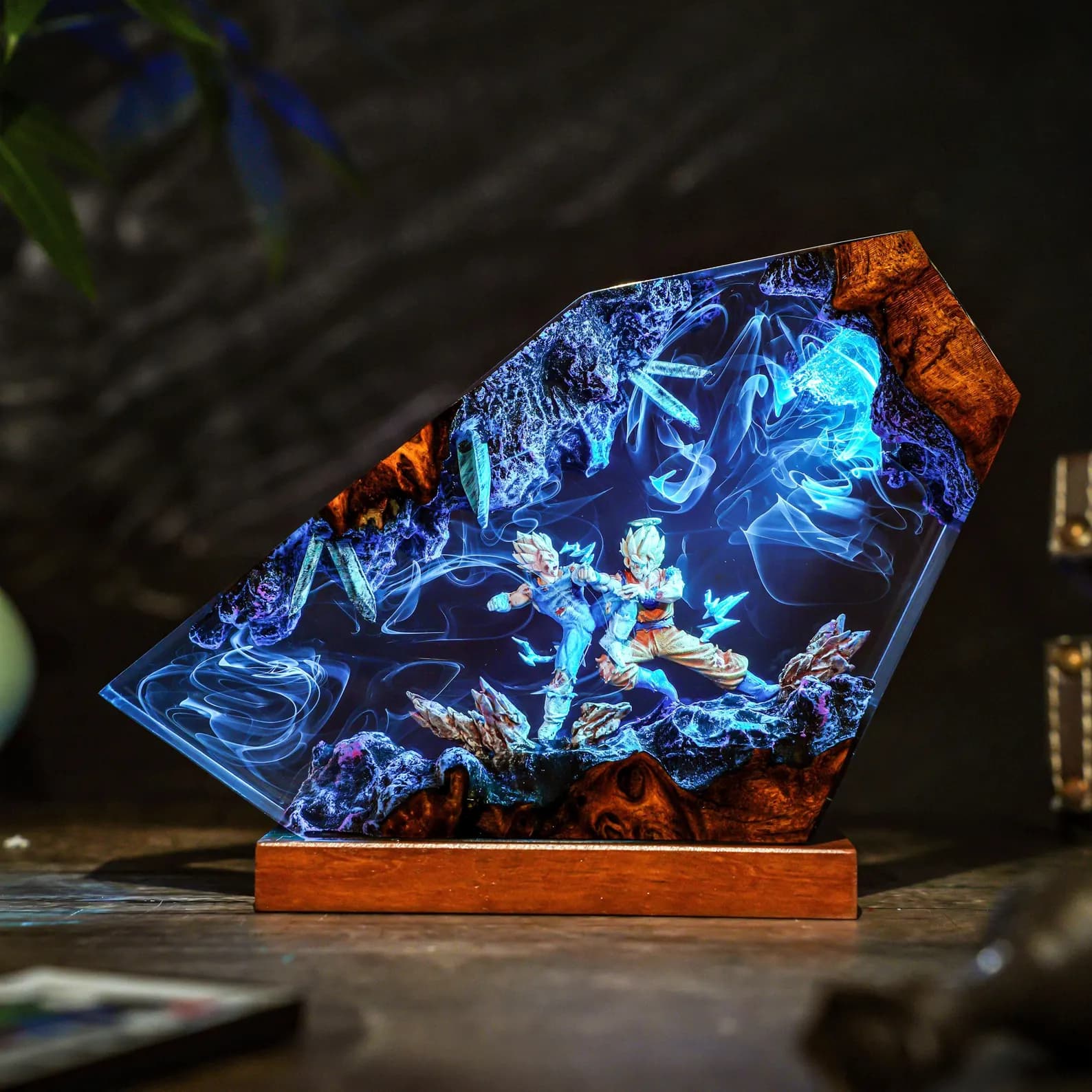 ANIME Night Lamp Epoxy lamp handmade from wood and resin Custom Anime Night Light wood lamp resin Anime Night light Resin Lamp Gift for him 14