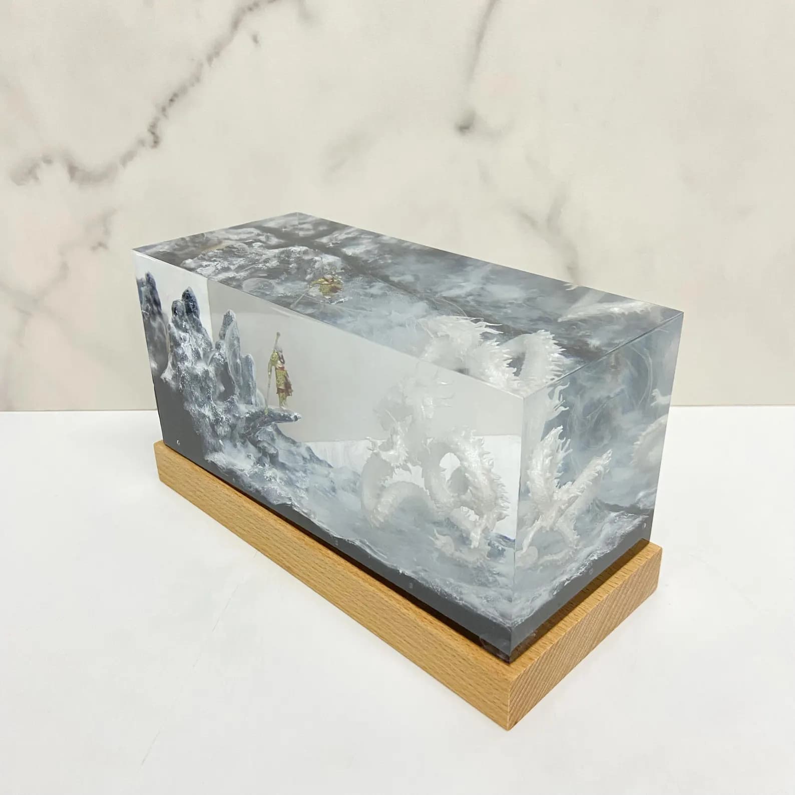 Unique Miniature Landscape Dragon Lamp, Gift For Game Lovers, Custom Wukong Home Decorations, Personalized Resin Lamp, Christmas Gift 8