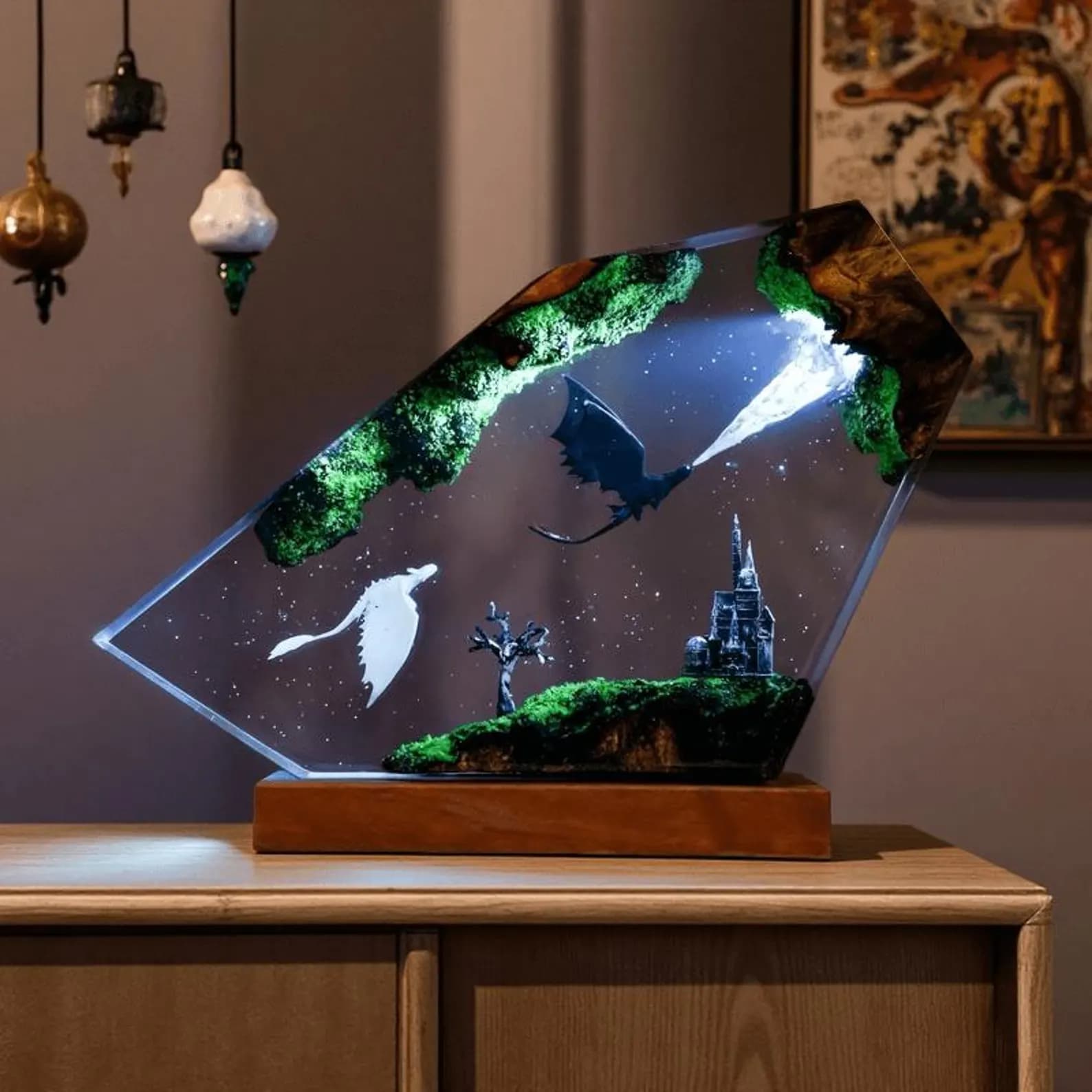 Handmade Resin Night Light: Toothless Night Fury Light Fury Anime Dragon Epoxy Lamp 4