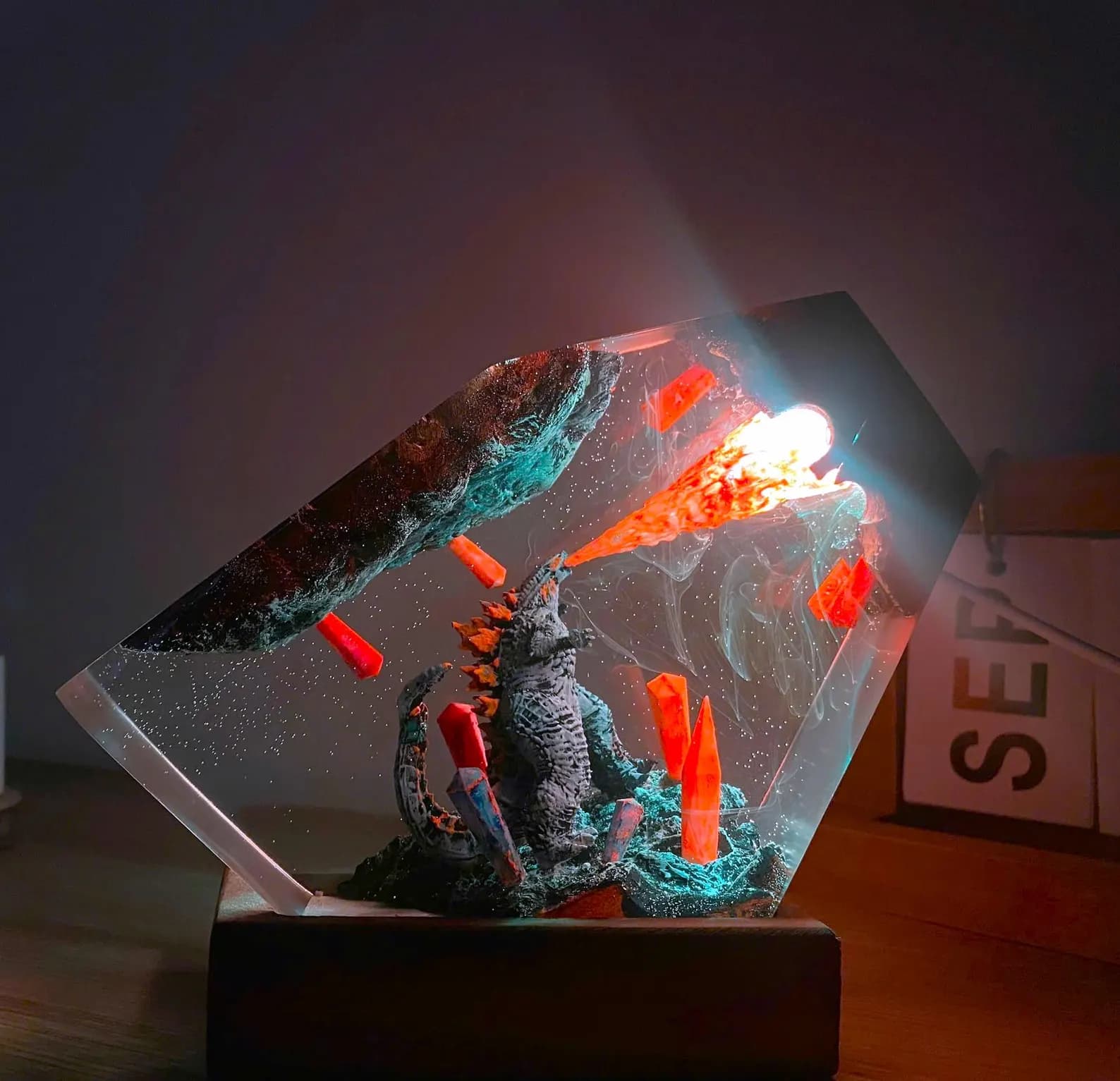 Handmade Dragon Resin Lamp: Fantasy LED Night Light 9