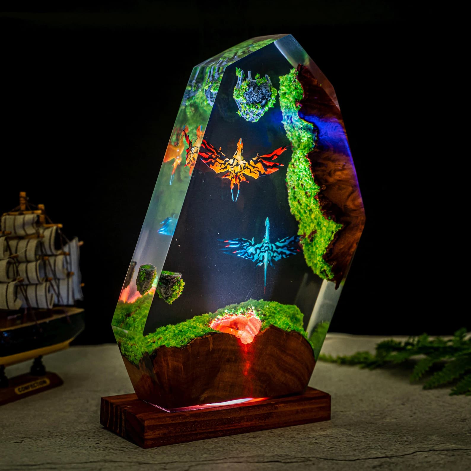 Dragon Resin Lamp, Handmade night Light gift, Unique Avatar Gift for Room Decor, Epoxy Lamp, Birthday gift for him, Gaming gift 1