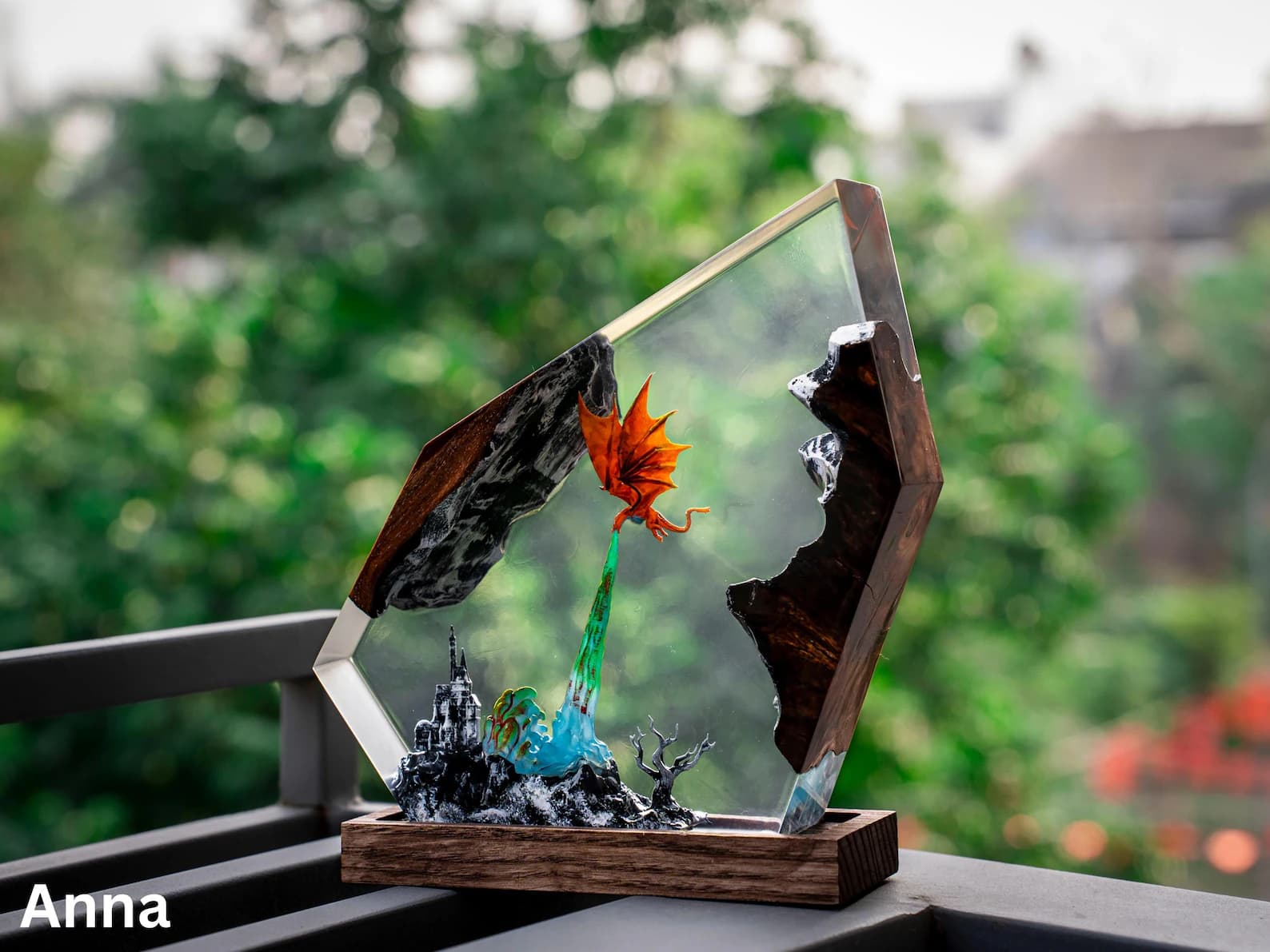 Handmade Dragon Resin Lamp – Fantasy Night Light, RGB LED Decor 9