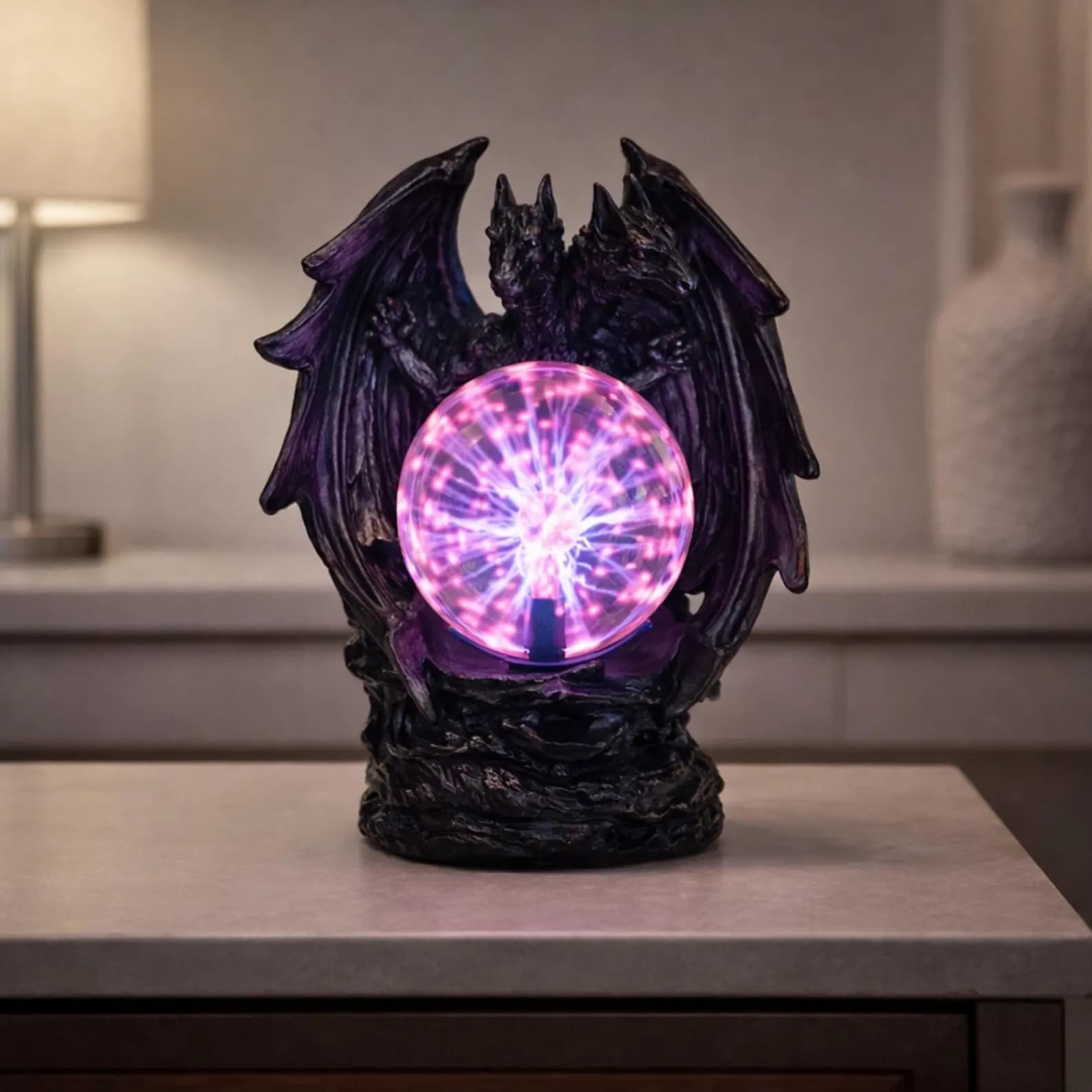 Dragon Plasma Ball Lamp Gothic Night Light Touch Control LED Table Decor Fantasy Dragon Sculpture for Bedroom Desk Gift Kids Room 5