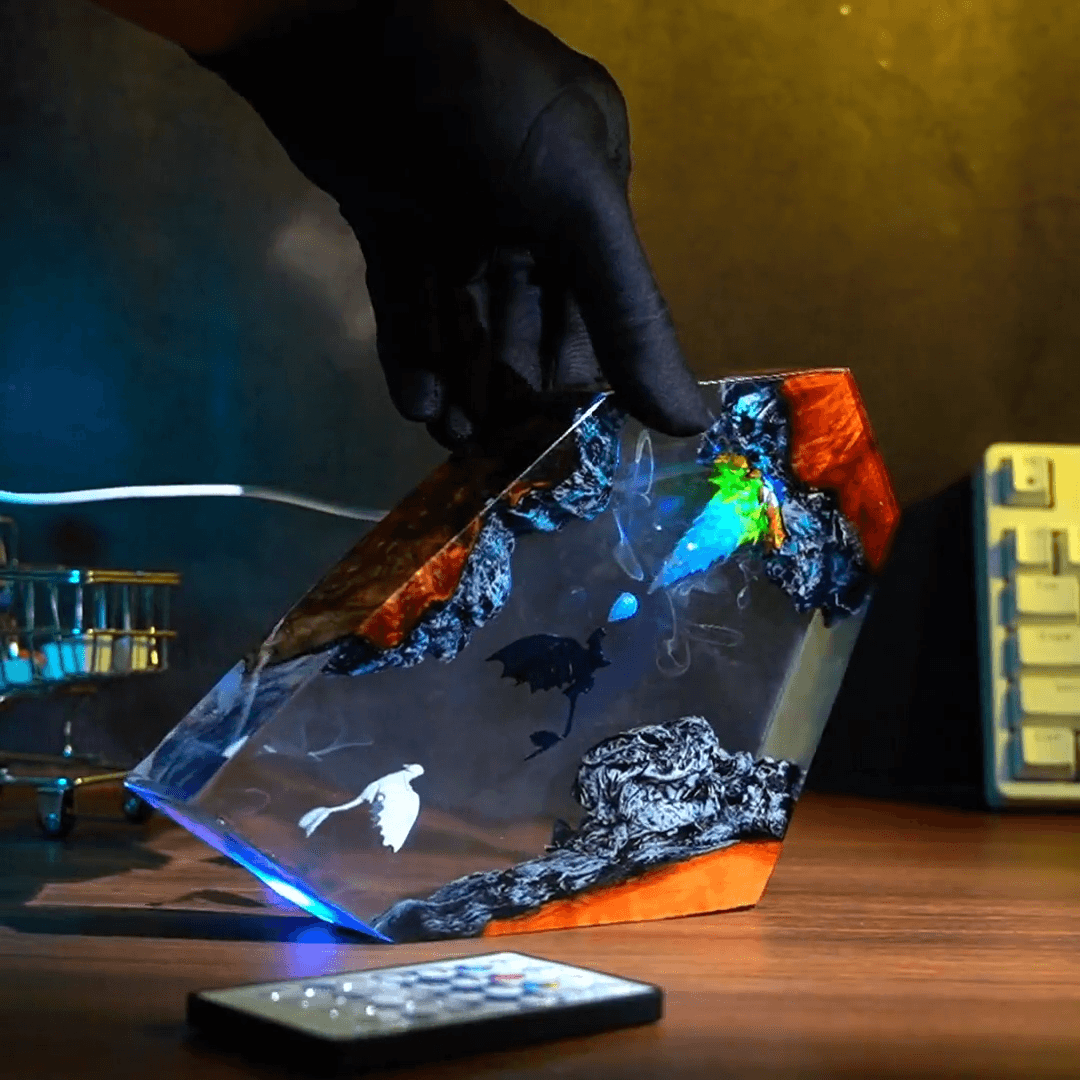 Toothless Flying Dragon LED Lamp β Night Fury Resin Diorama Light, Handmade Fantasy Lamp, Gift for Him, Kids & Dragon Lovers 2