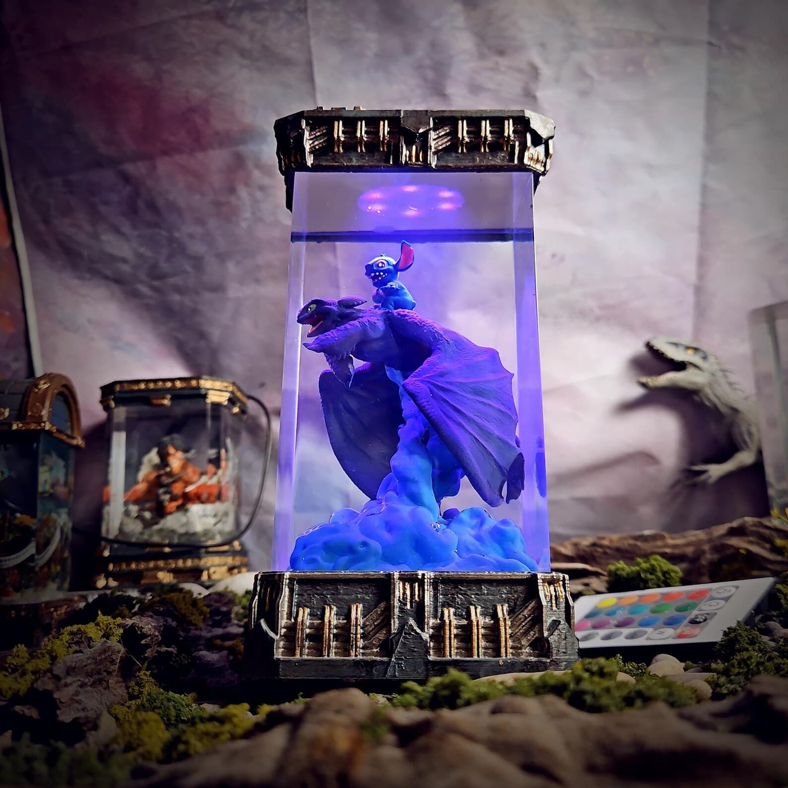 Friendship Stitch and Toothless Resin Lamp | Handcrafted Epoxy Art Light, Cute Dragon & Blue Koala Resin Lamp | Handmade Epoxy LED Light 7