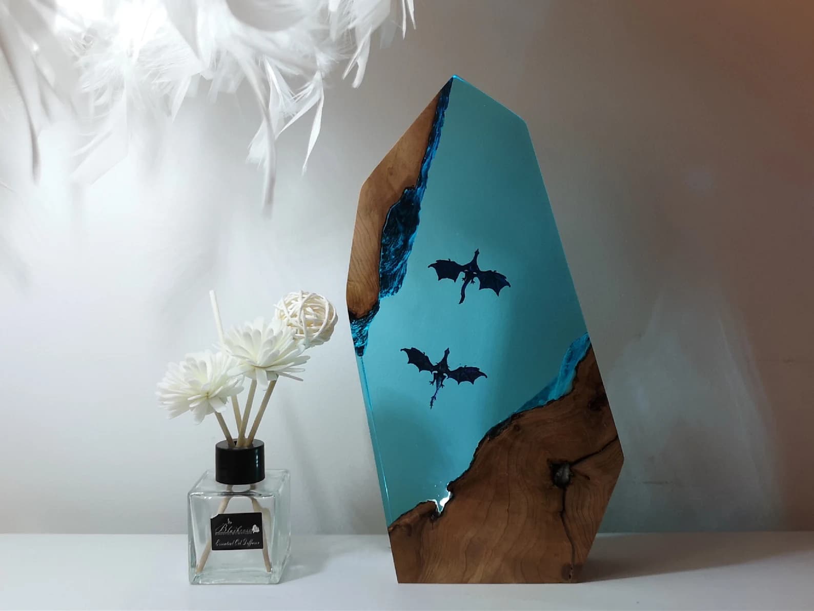 Dragon Resin Wood Lamp, Dragon Valentine's Day Ornament, Dragon Fly Night Lights, Dragon Room Decor, Cool Lamp, Art Deco Lamp, Dragon Statue 3