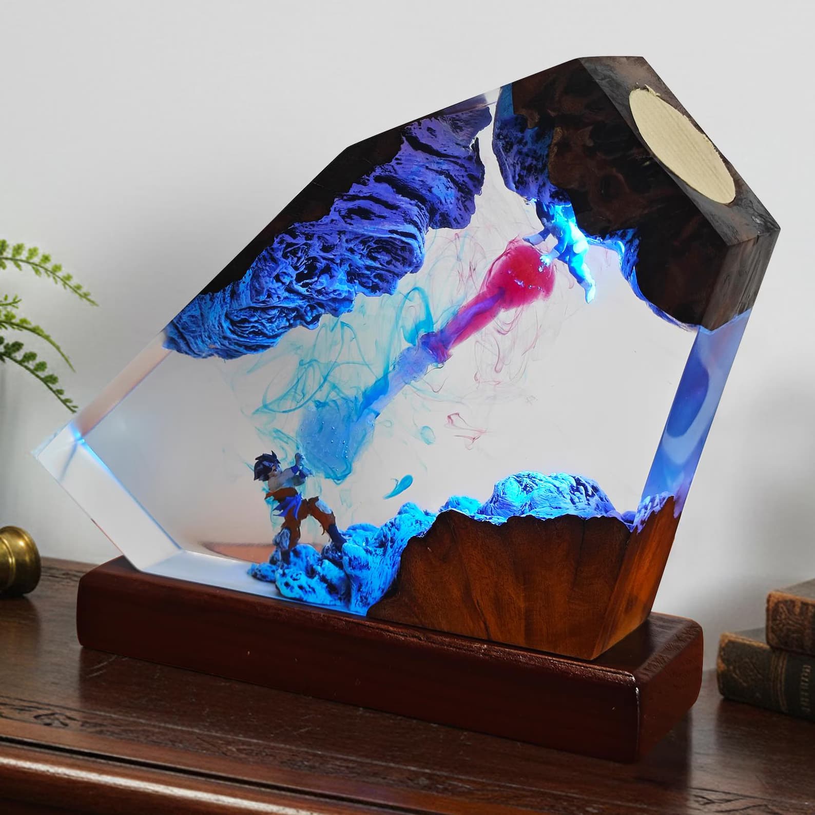 Dragon Battle Resin Lamp, Epoxy Crystal LED Night Light, Fantasy Cave Decor Gift For Him, Magical Bedroom Desk Accessory, Holiday Gift 3