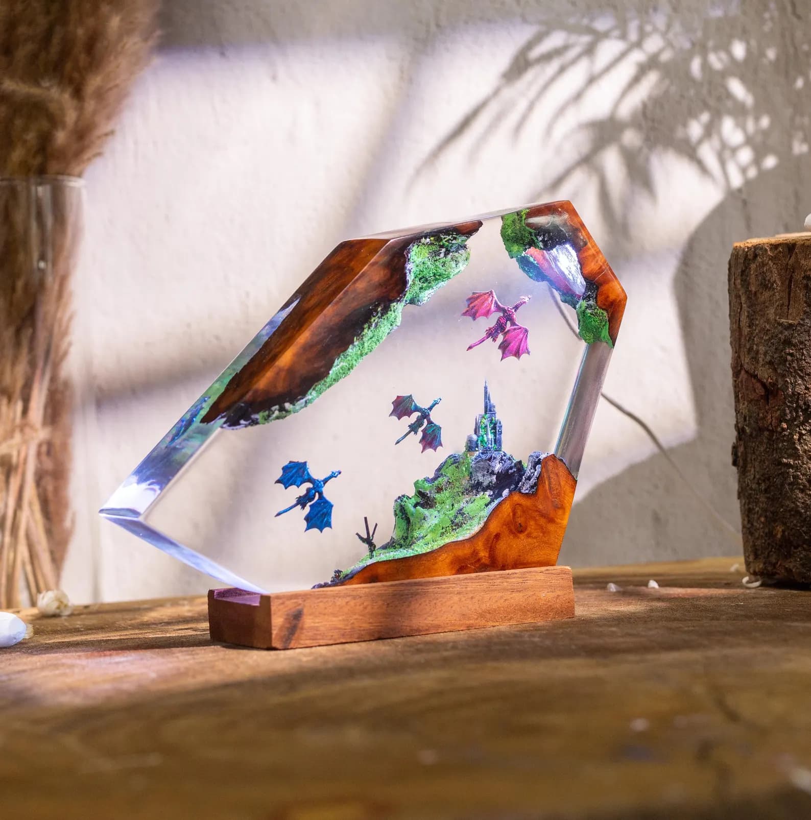 Dragon Resin Lamp, Handmade Gift for New Year, Fantasy Night Light