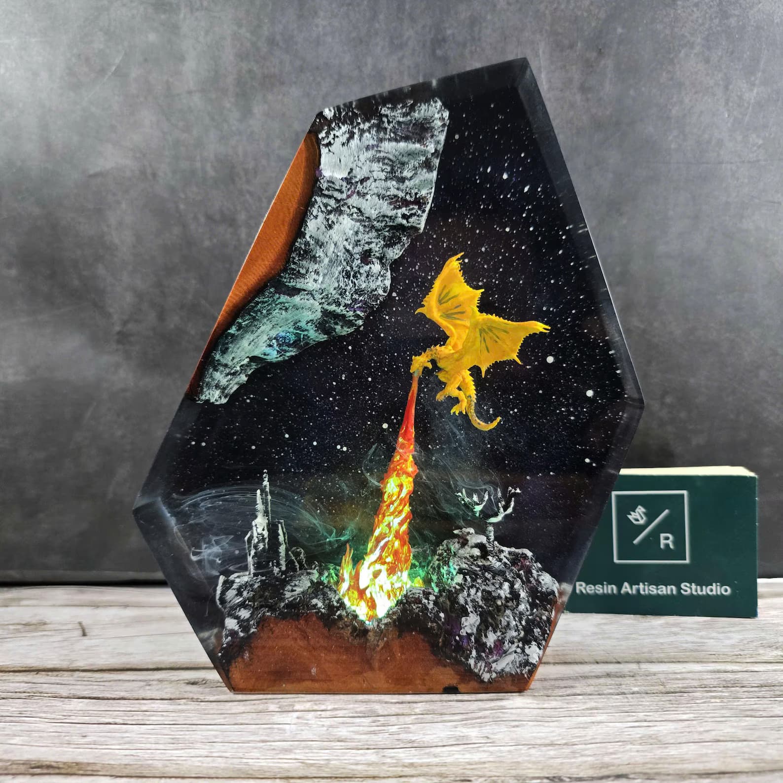 Customer Fire Dragon Lamp, Fire Dragon Figure, Dragon Statue, Gift for Mom, Gift for Dad's, Gift for Kids, Desk lamp, Table Lamp, Resin lamp 6