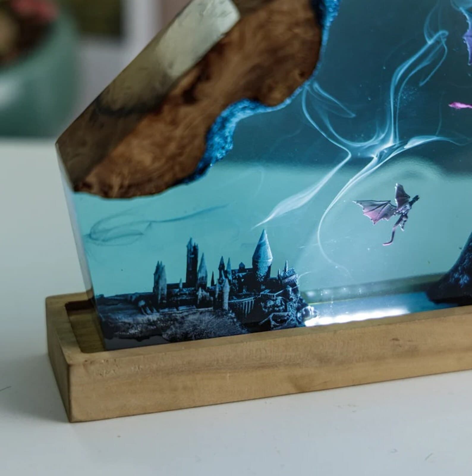 MAGIC WORLD resin lamp, Dragon Resin wood art lamp, Epoxy Resin Lamp, Resin night light, Personalized gift for home décor, Gift For Him 7