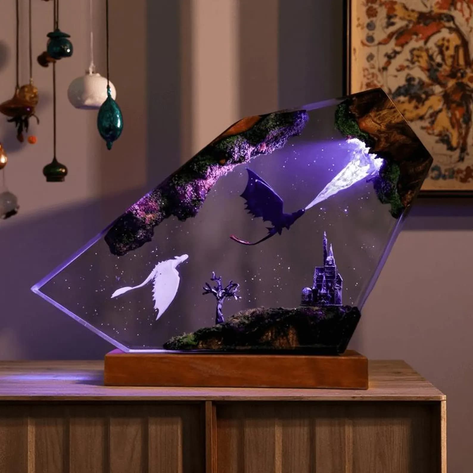 Handmade Resin Night Light: Toothless Night Fury Light Fury Anime Dragon Epoxy Lamp 1