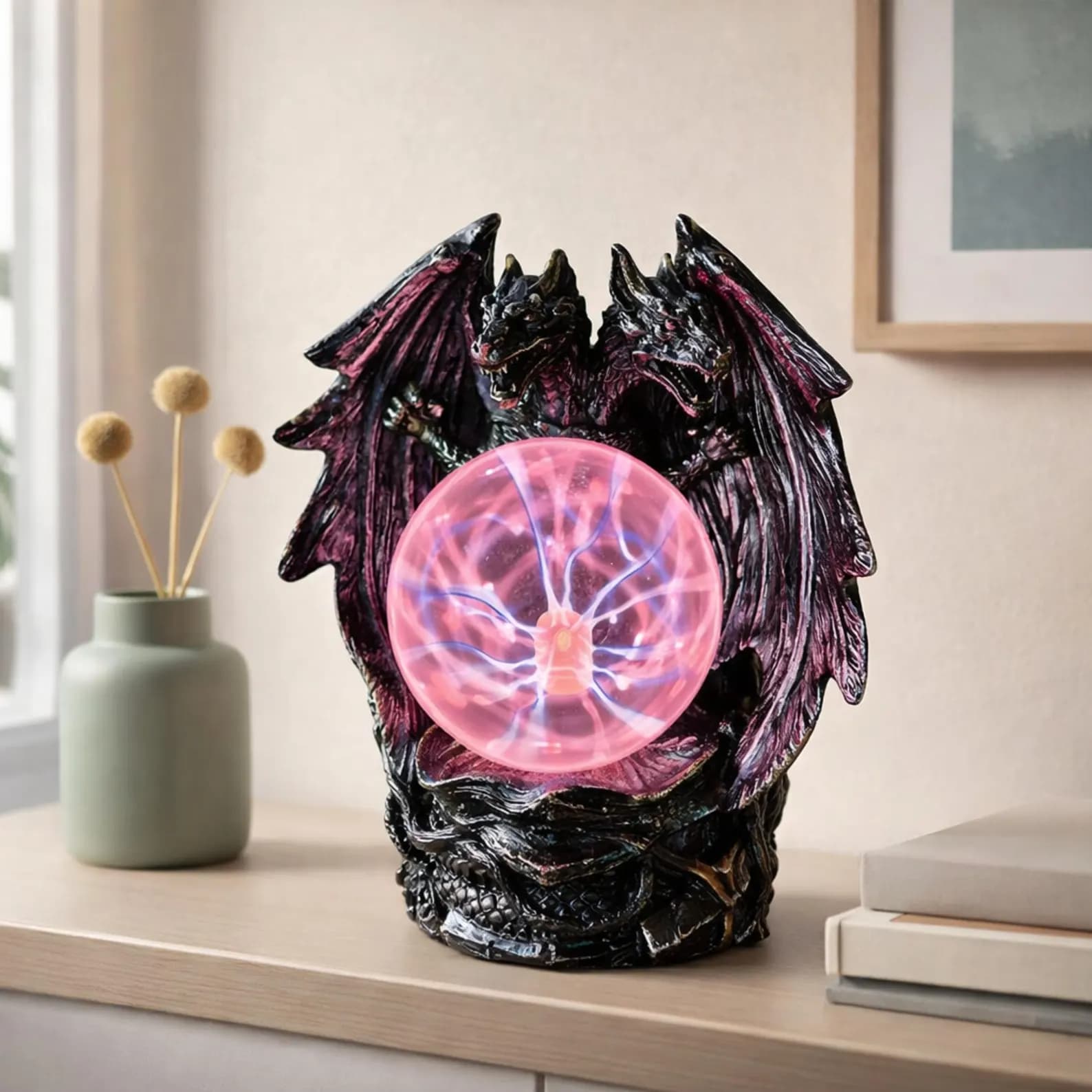 Dragon Plasma Ball Lamp Gothic Night Light Touch Control LED Table Decor Fantasy Dragon Sculpture for Bedroom Desk Gift Kids Room 3