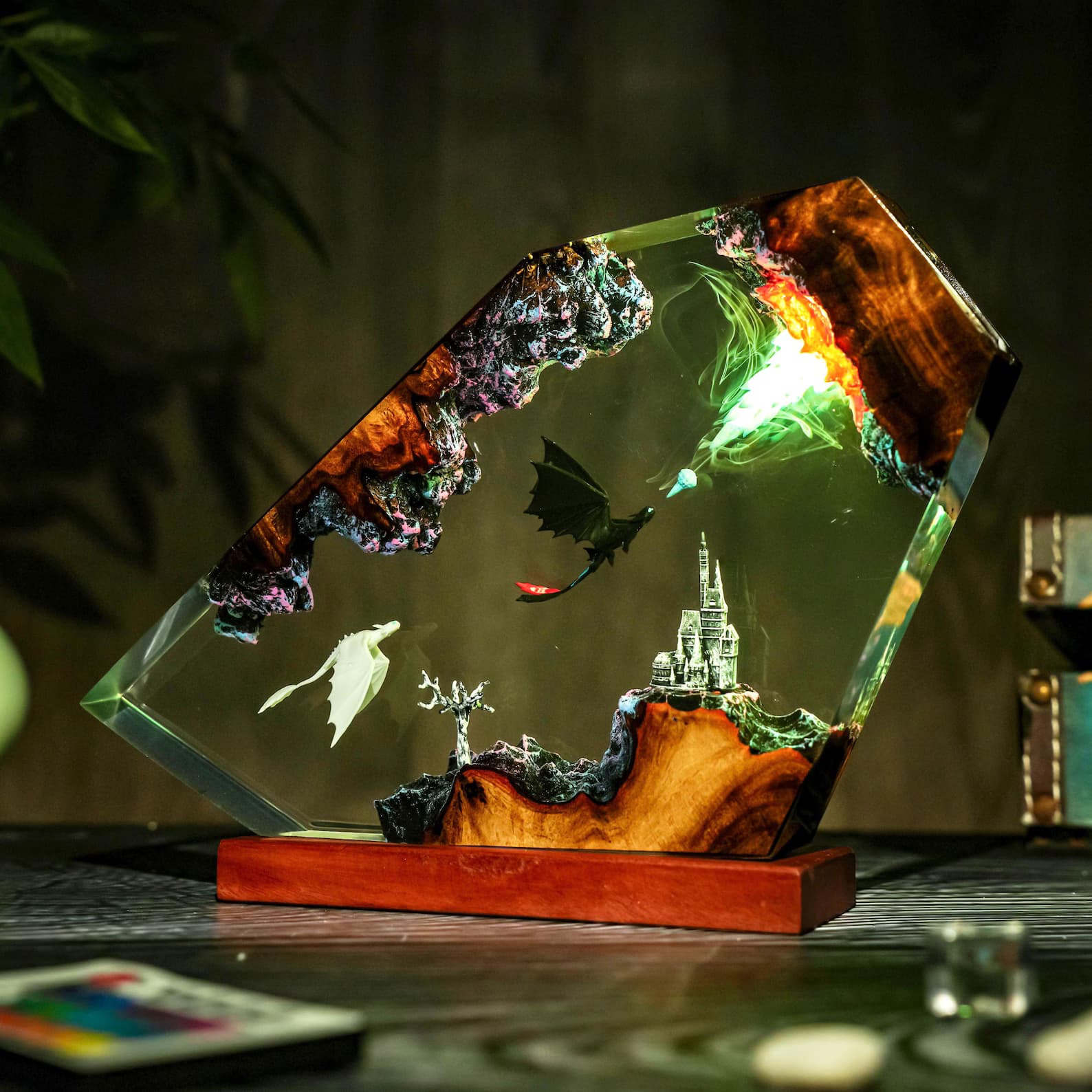 Toothless Dragon Resin Lamp | Wood & Epoxy Night Light | Dragon Decor for Gaming Setup And Playroom | Unique Christmas Gift 2