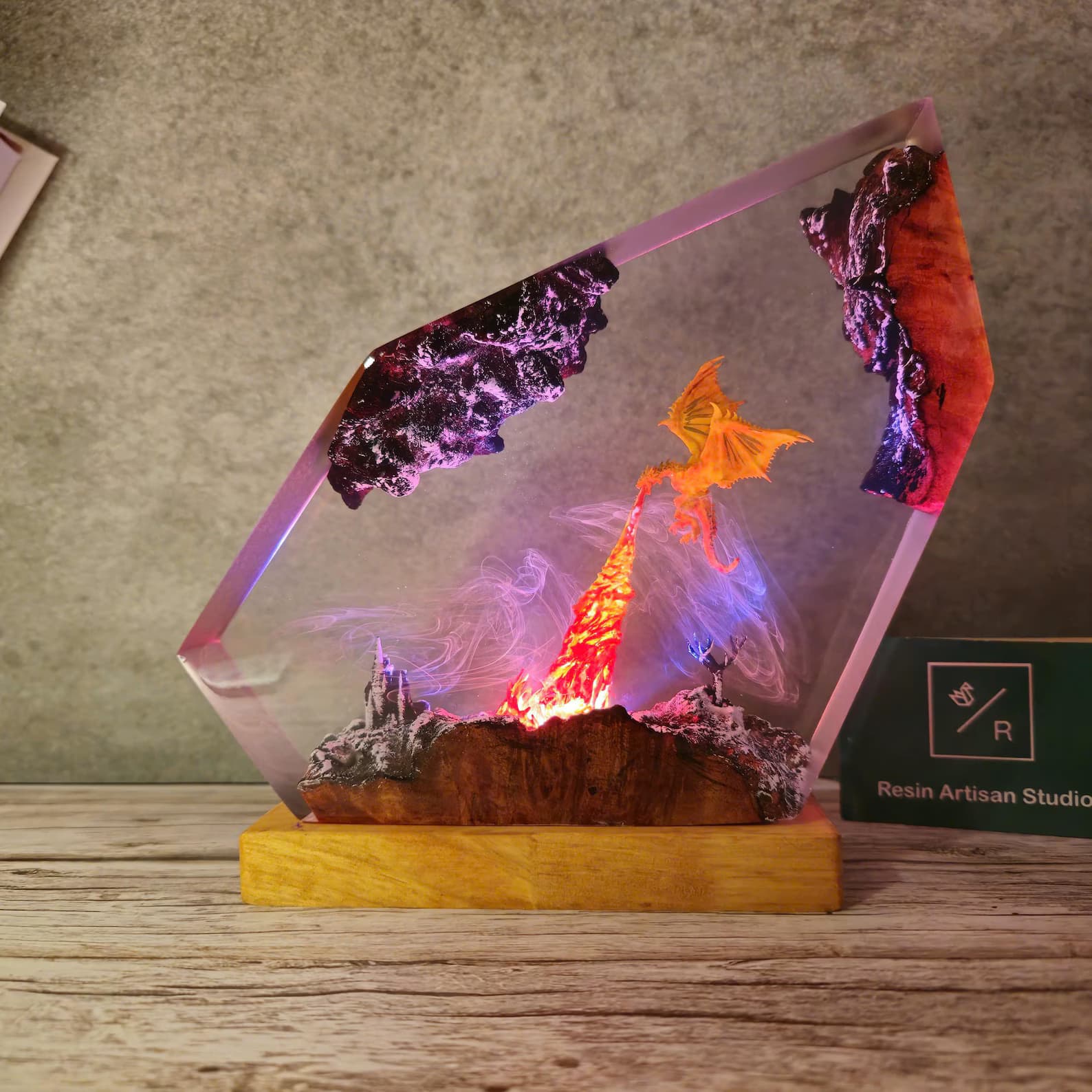 Customer Fire Dragon Lamp, Fire Dragon Figure, Dragon Statue, Gift for Mom, Gift for Dad's, Gift for Kids, Desk lamp, Table Lamp, Resin lamp 11