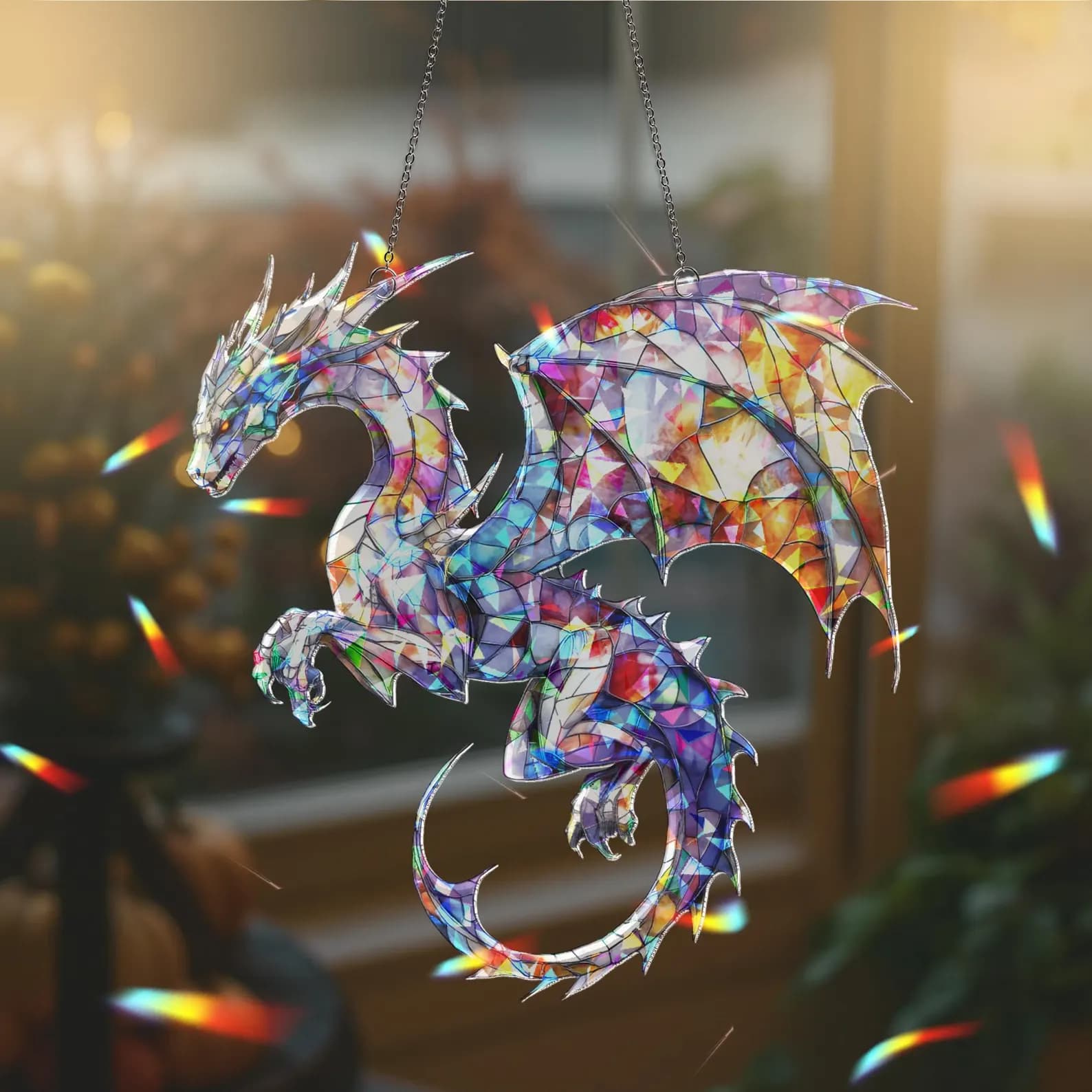 Dragon Suncatcher, Dragon Gift, Dragon Ornament, Dragon Art, Dragon Ornament, Fantasy Dragon Hanging, Christmas Kid Gift, Dragon Decor 10