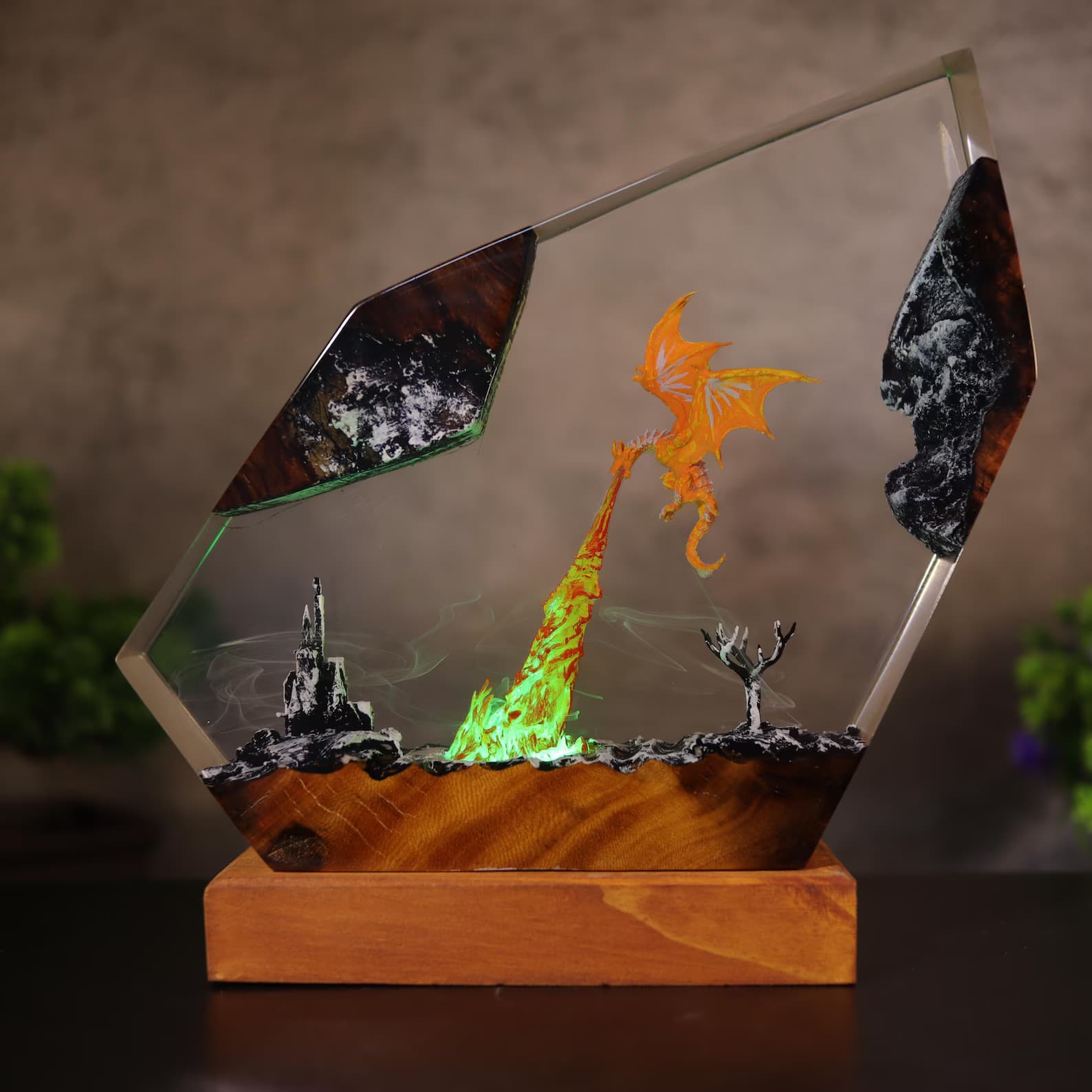 Fire Breath Dragon Resin Lamp, Fantasy Skyrim Night Light, Mystical Flame-Breathing Resin, Handmade Gift for New Year 5