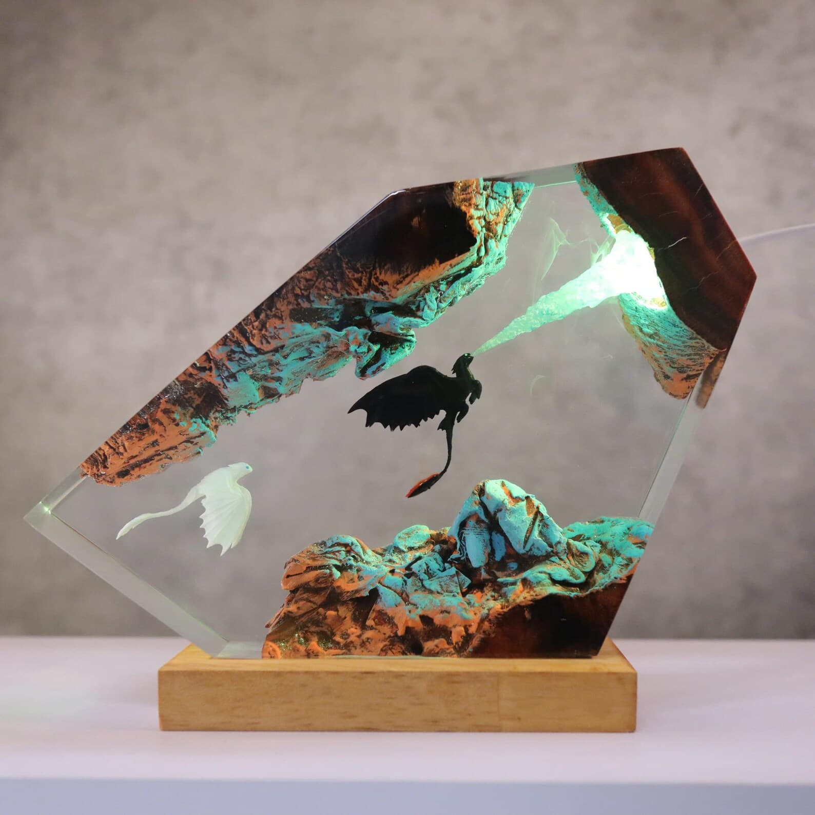 Too.thless Night Dragon - Epoxy Resin Lamp, Handmade Cute Dragon Night Light, Unique Christmas Gift for Kids, Special New Year Gift idea 10