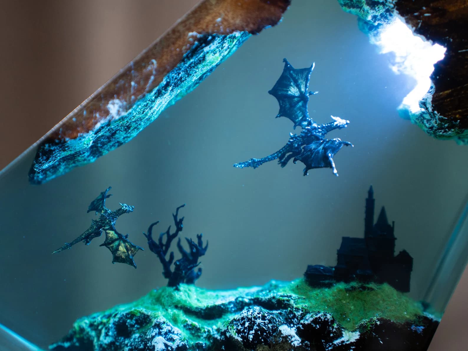 Fire Dragon and Ice Dragon Resin Lamp, Dragon lamp for home decor, Ancient Red Dragon, resin christmas decoration 7