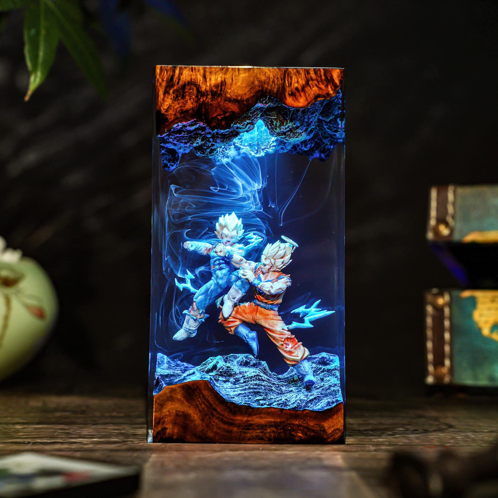 Energy Warrior Battle Lamp, Resin Dragom Lamp, Anime Style Fight Scene, Gaming Desk Decor, Unique Gift Idea Christmas 6